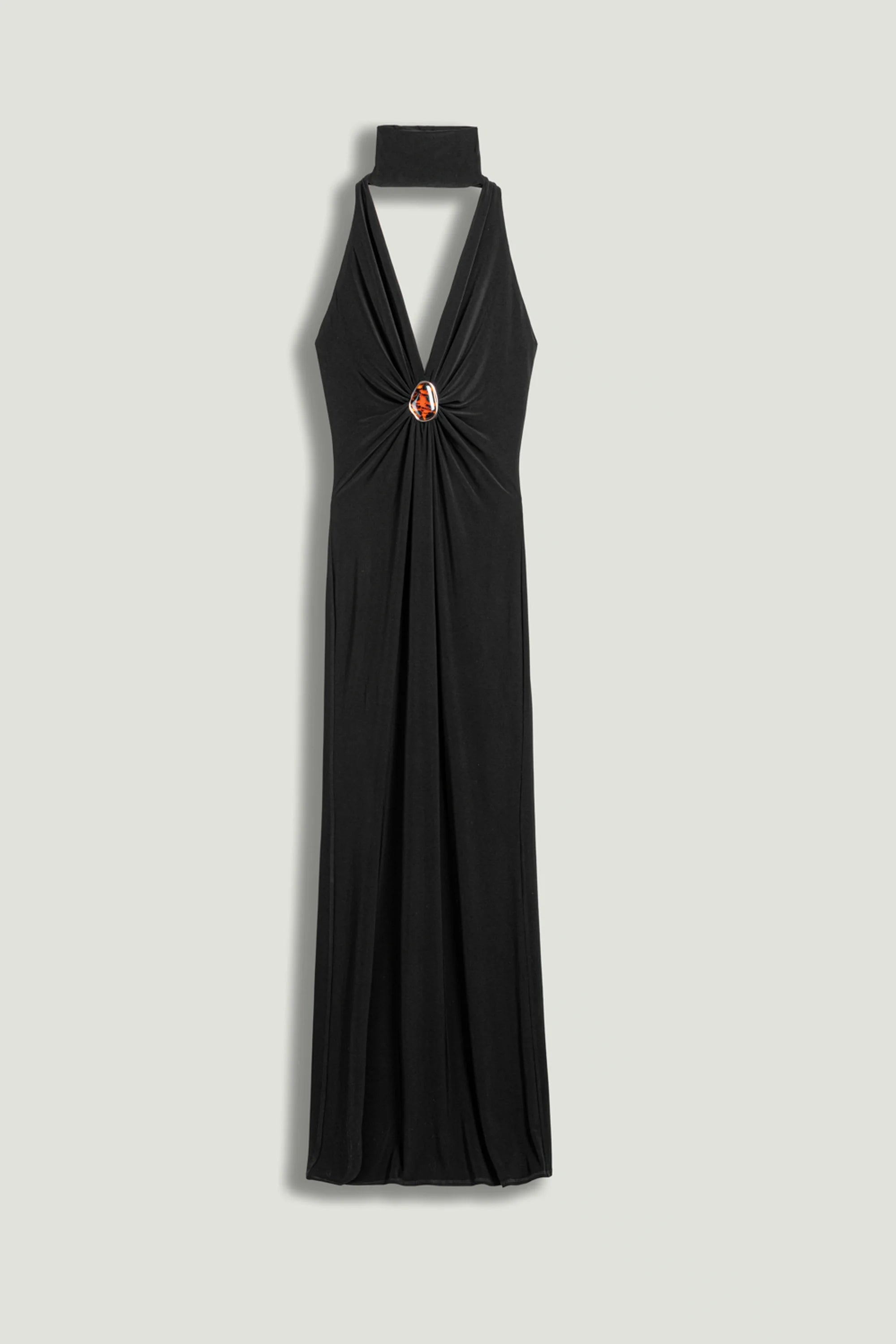 Halter-Neck Draped Maxi Dress