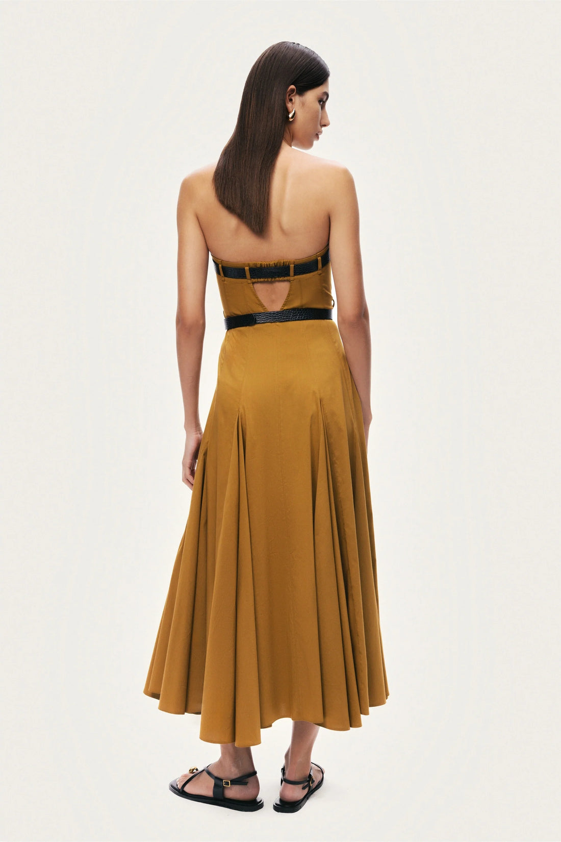 Strapless Double Belted Midi Dress
