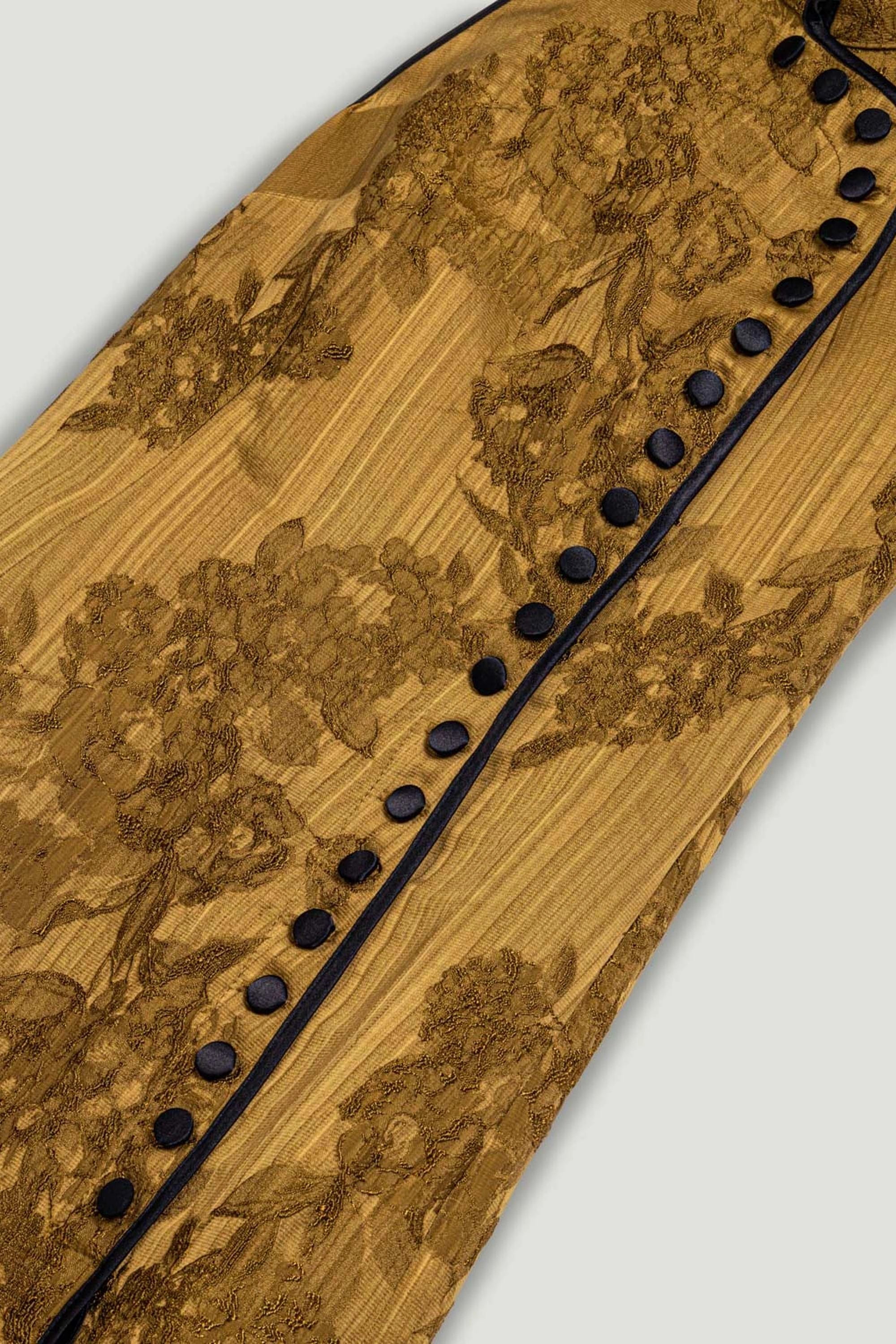 High-Neck Button-Detail Midi Dress