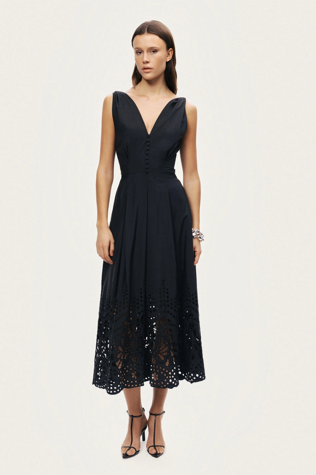 Sleeveless Embroidered Midi Dress