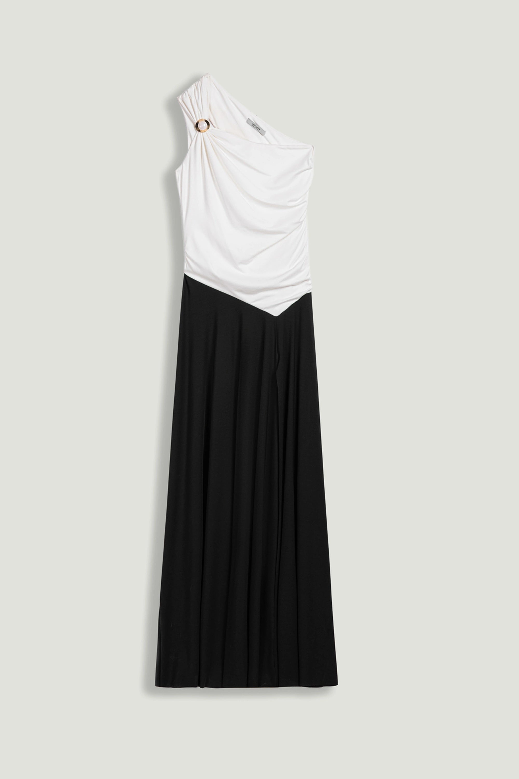 One-Shoulder Contrast Maxi Dress