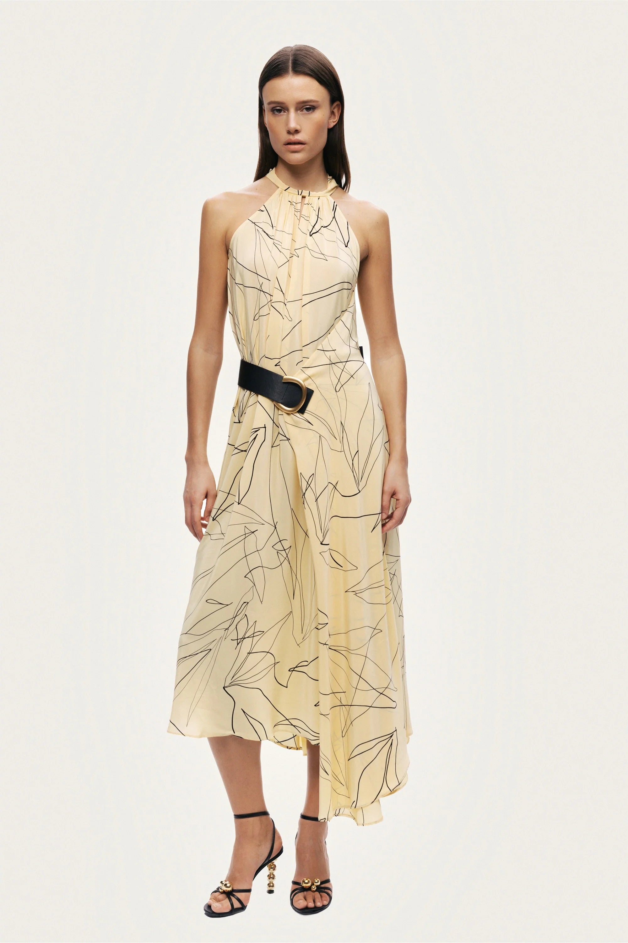 Printed Halter Midi Dress