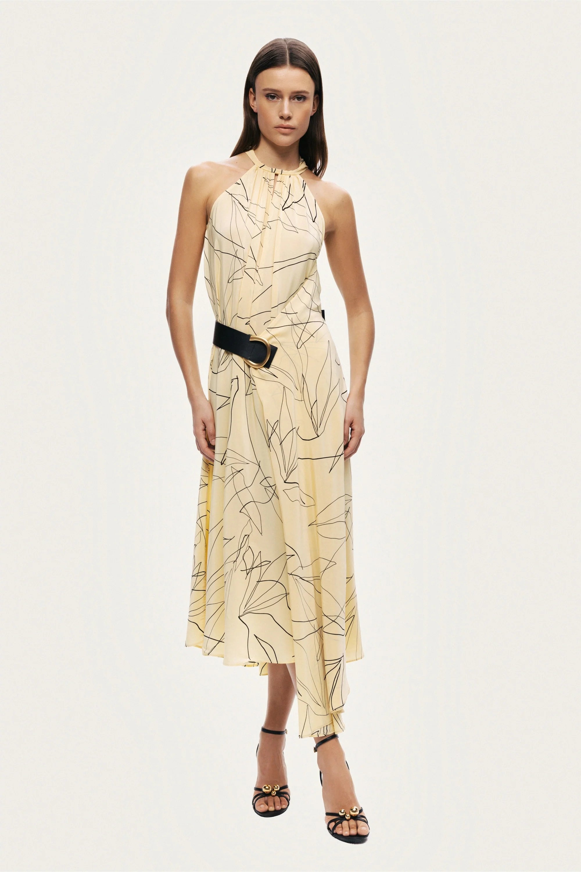 Printed Halter Midi Dress