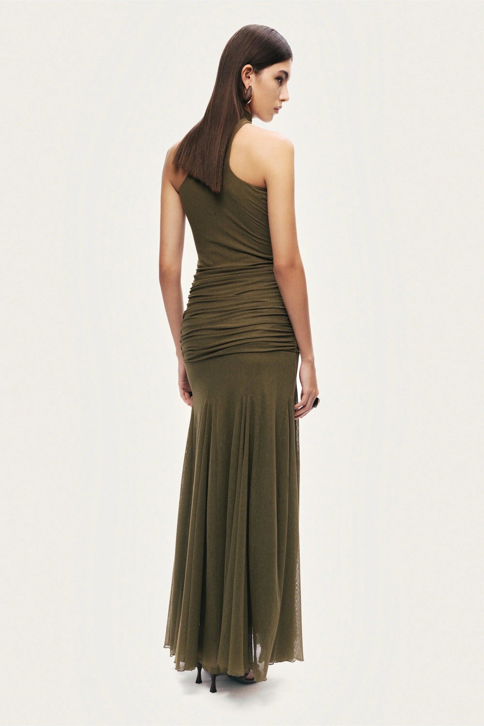 Halter Neck Draped Maxi Dress