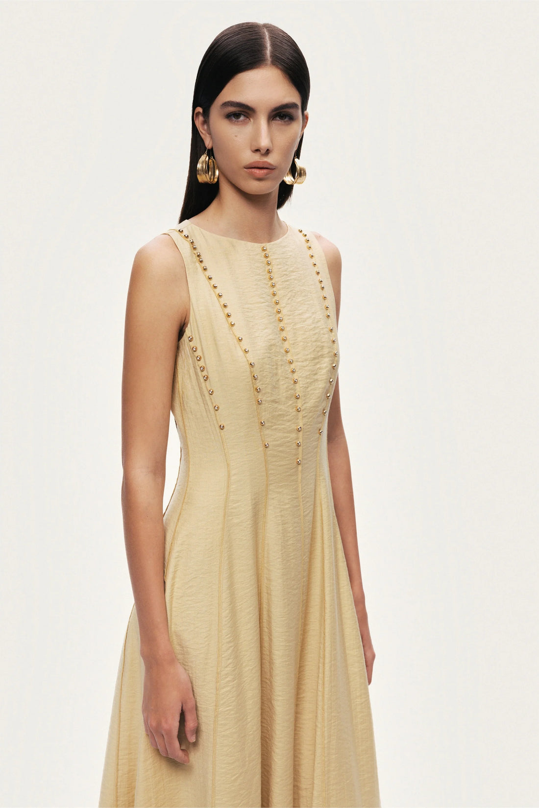 Sleeveless Textured Midi Dress