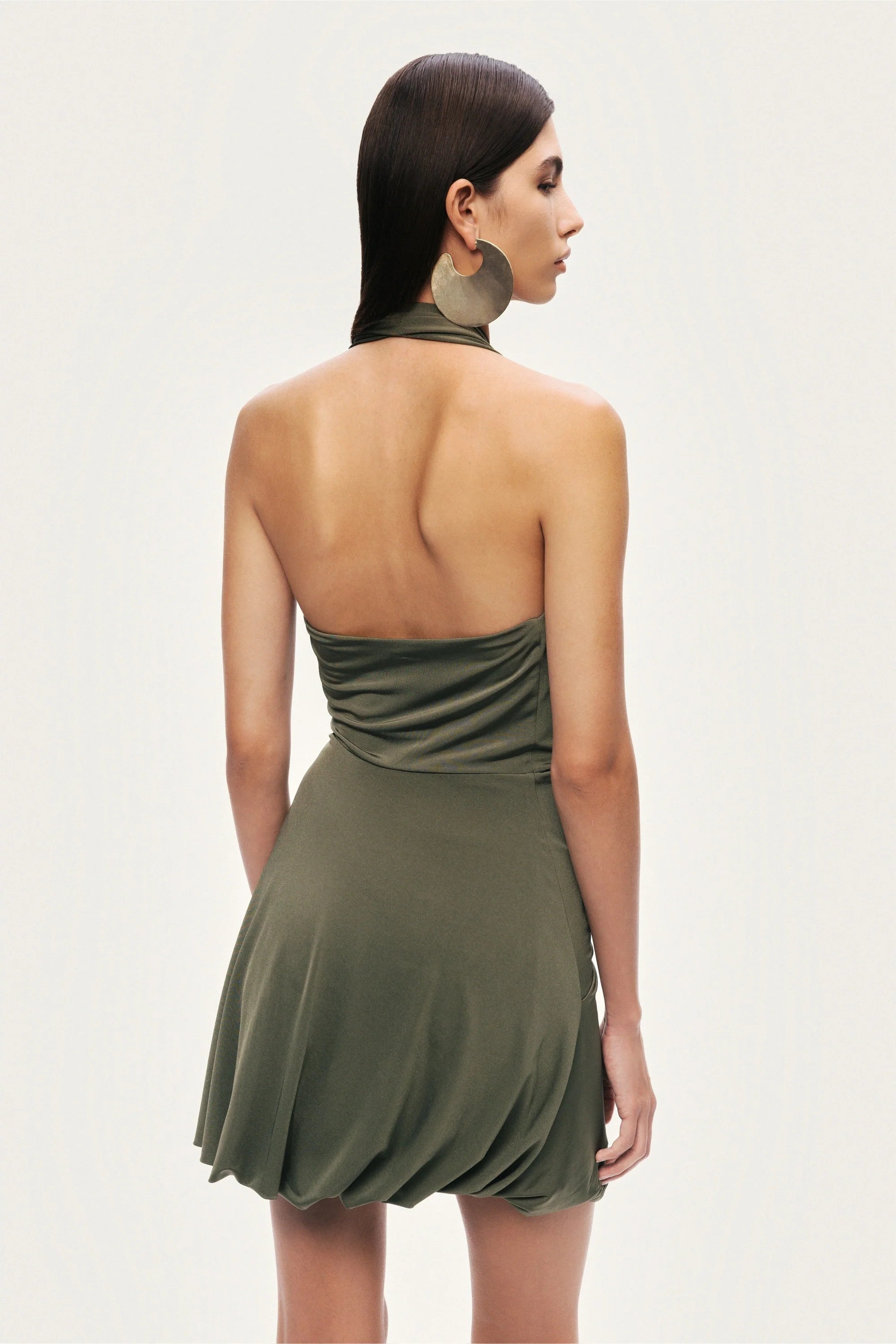 Draped Halter Mini Dress