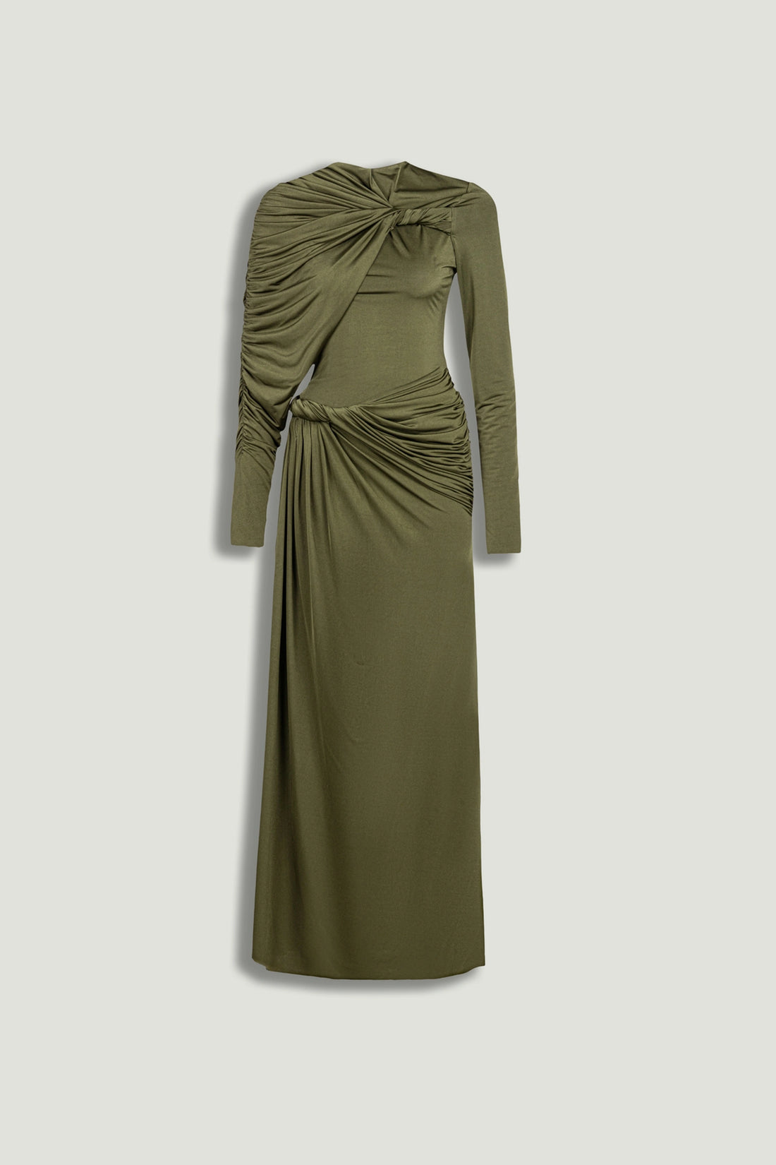 Draped Long Sleeve Maxi Dress
