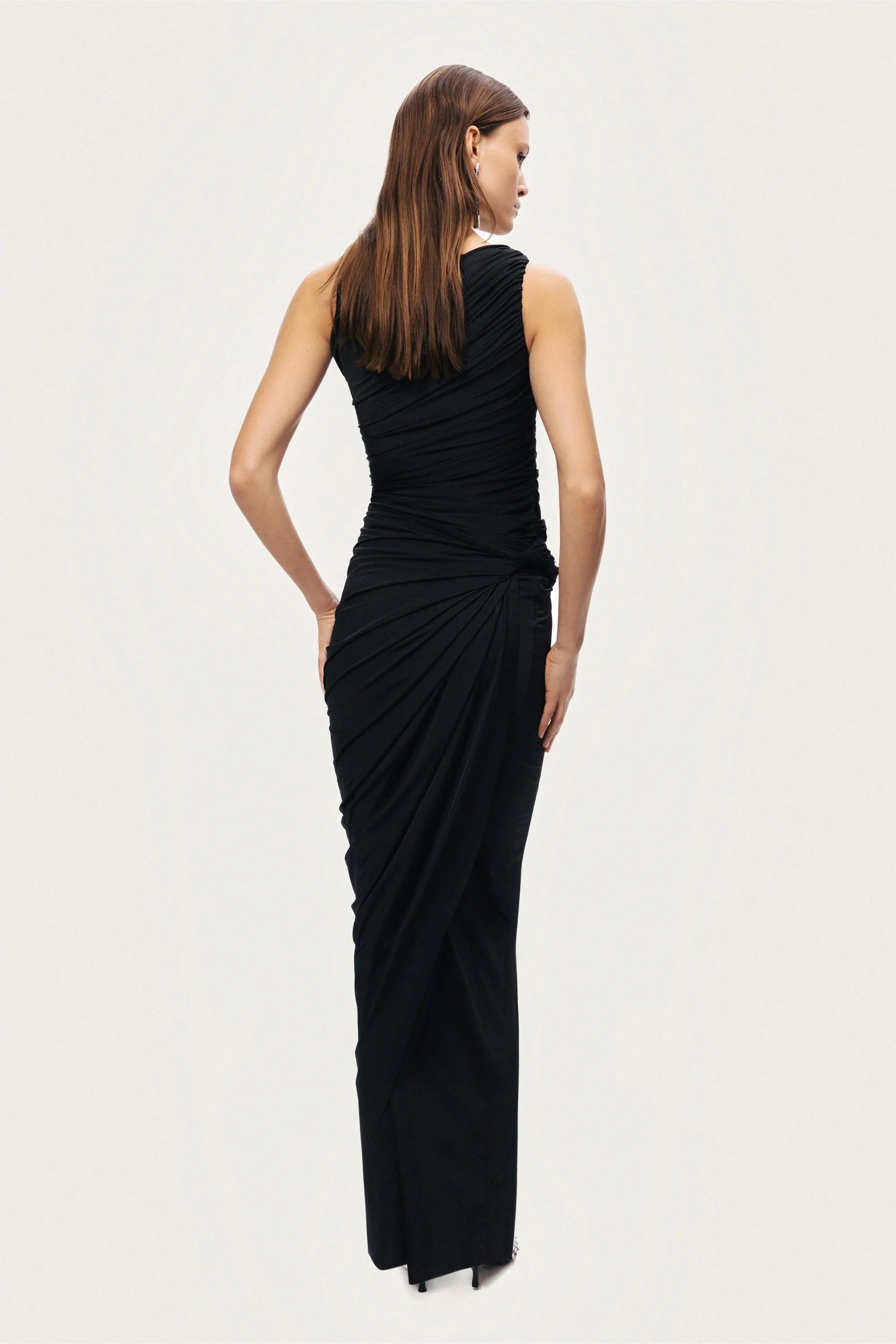 Draped Sleeveless Maxi Dress