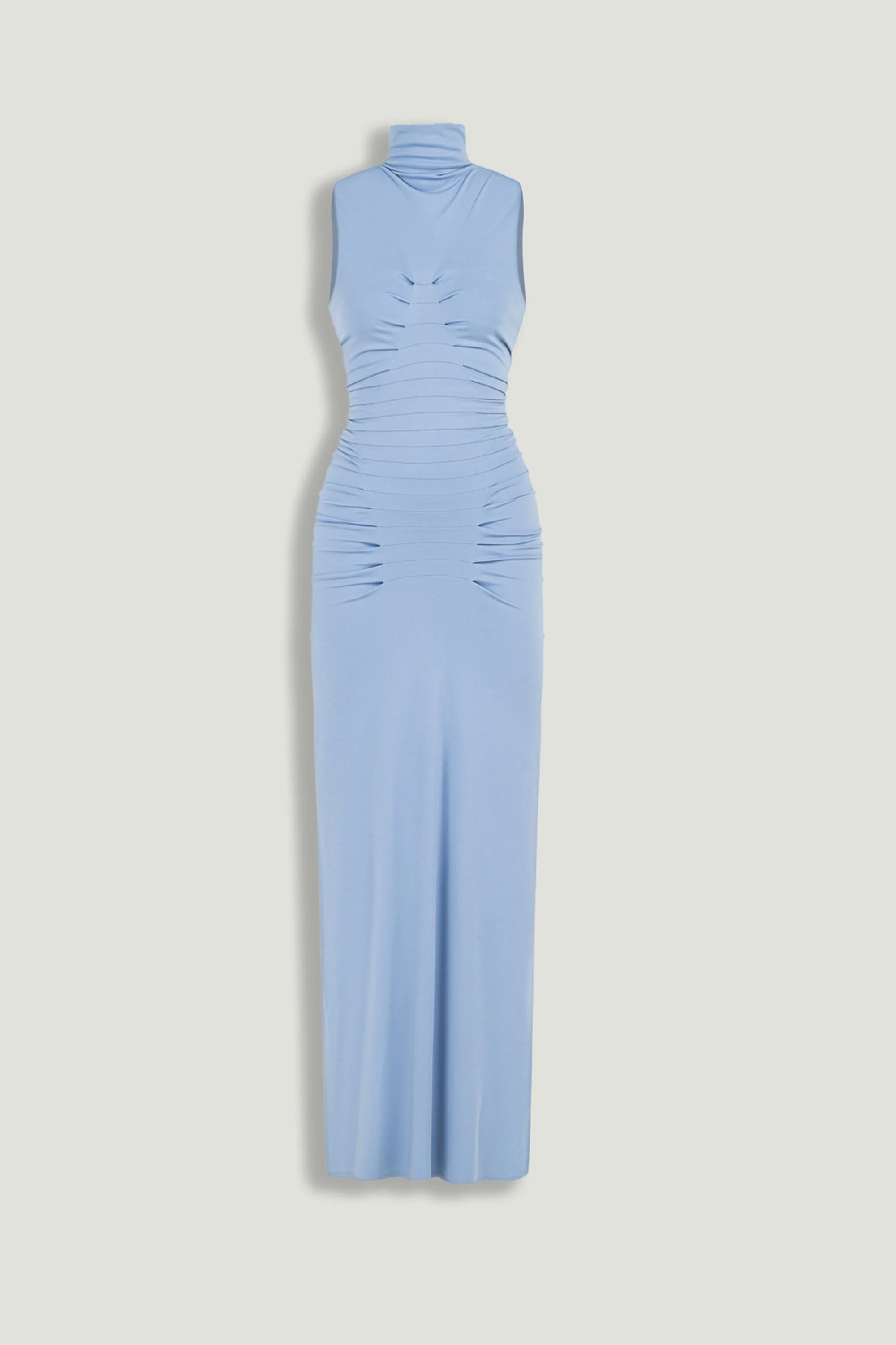Ruched High-Neck Maxi Dress