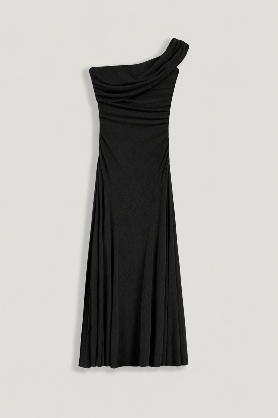 Asymmetric Off-Shoulder Ruched Maxi Dress
