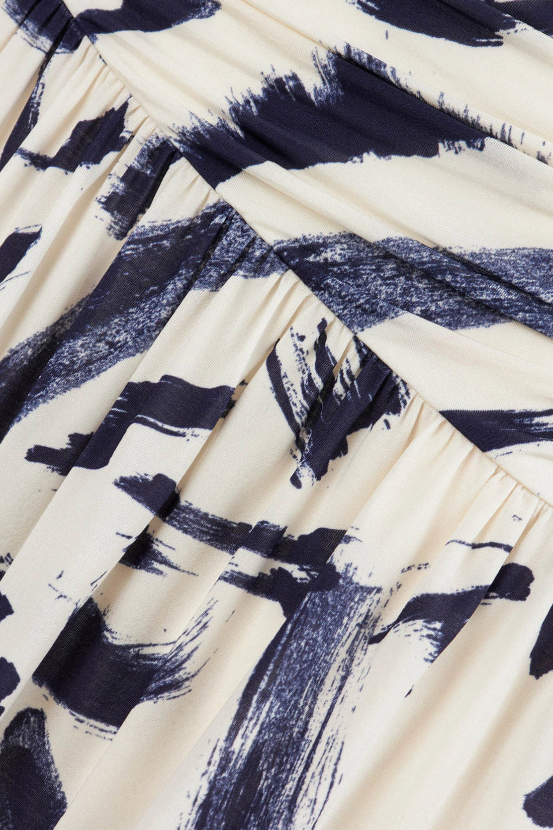 Printed One-Shoulder Draped Midi Dress