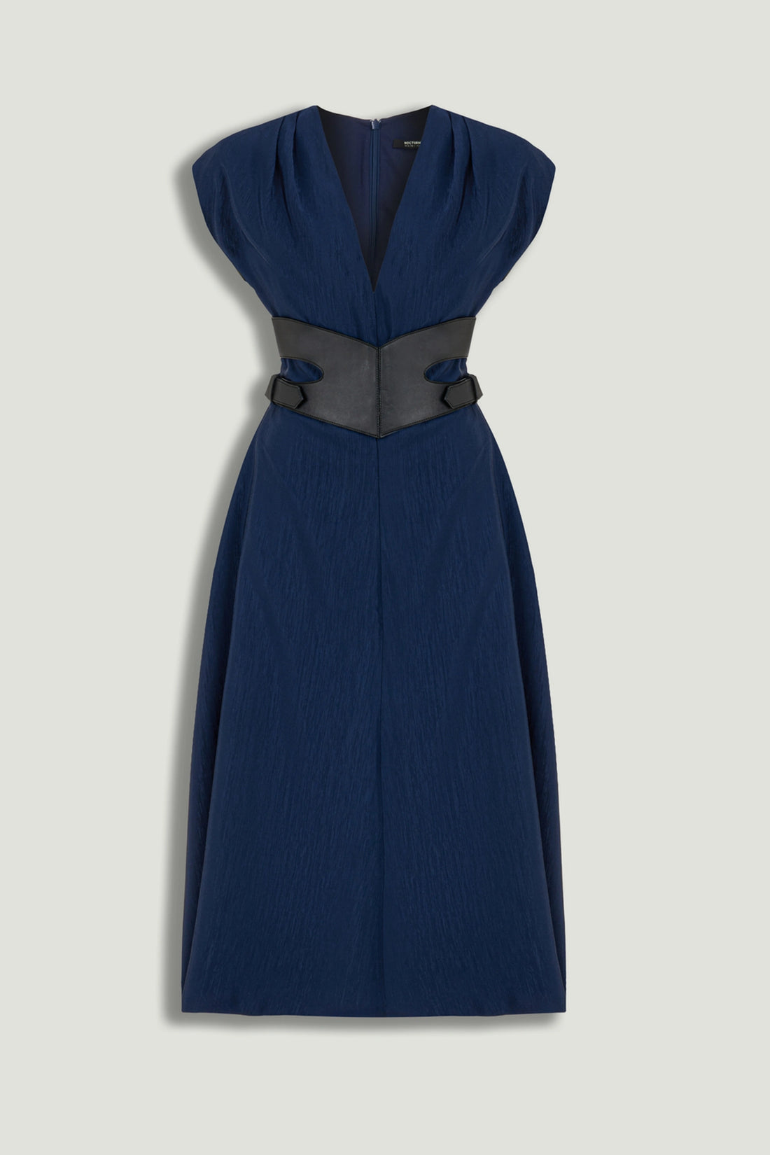 V-Neck Belted Midi Dress