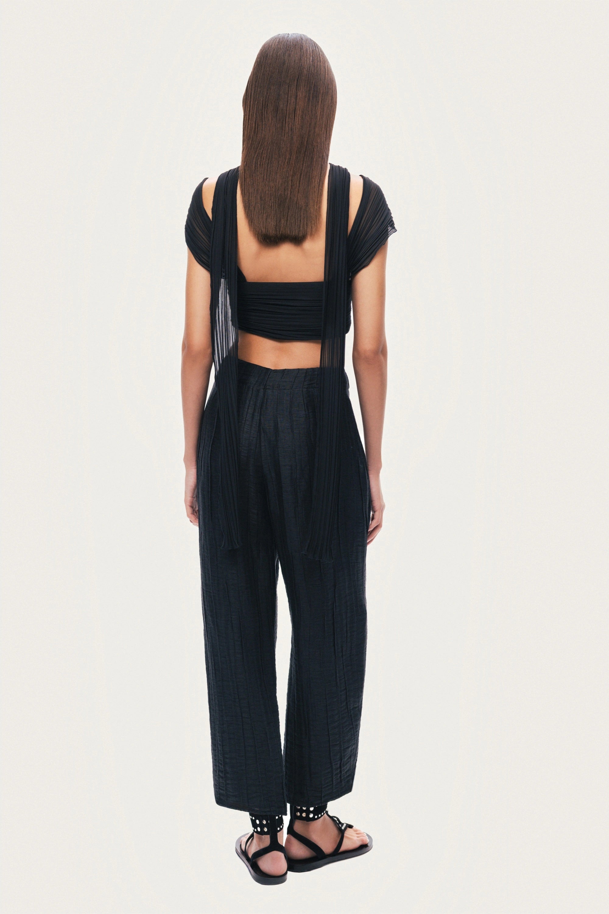 Textured Straight-Leg Pants