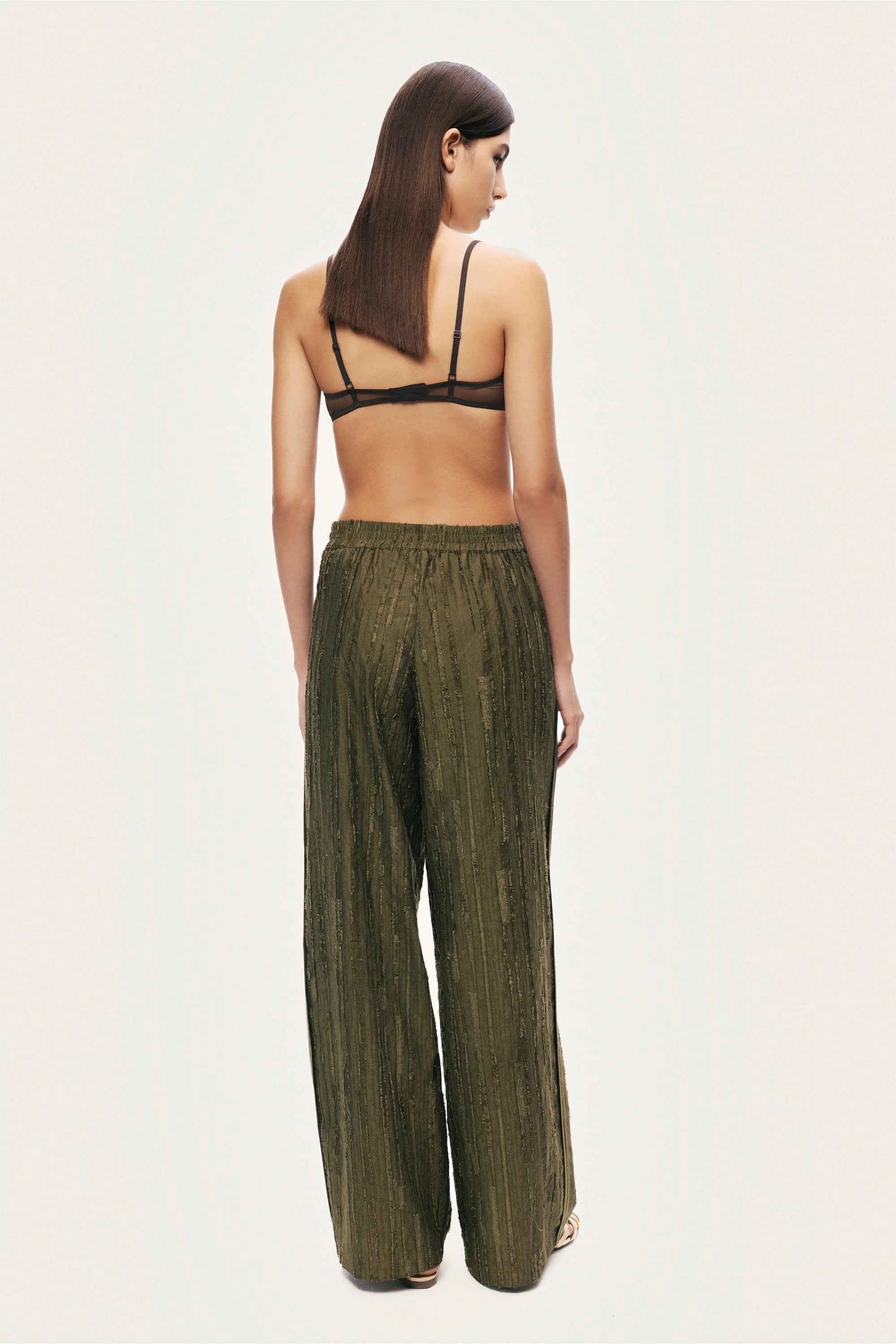 Textured Wide-Leg Pants