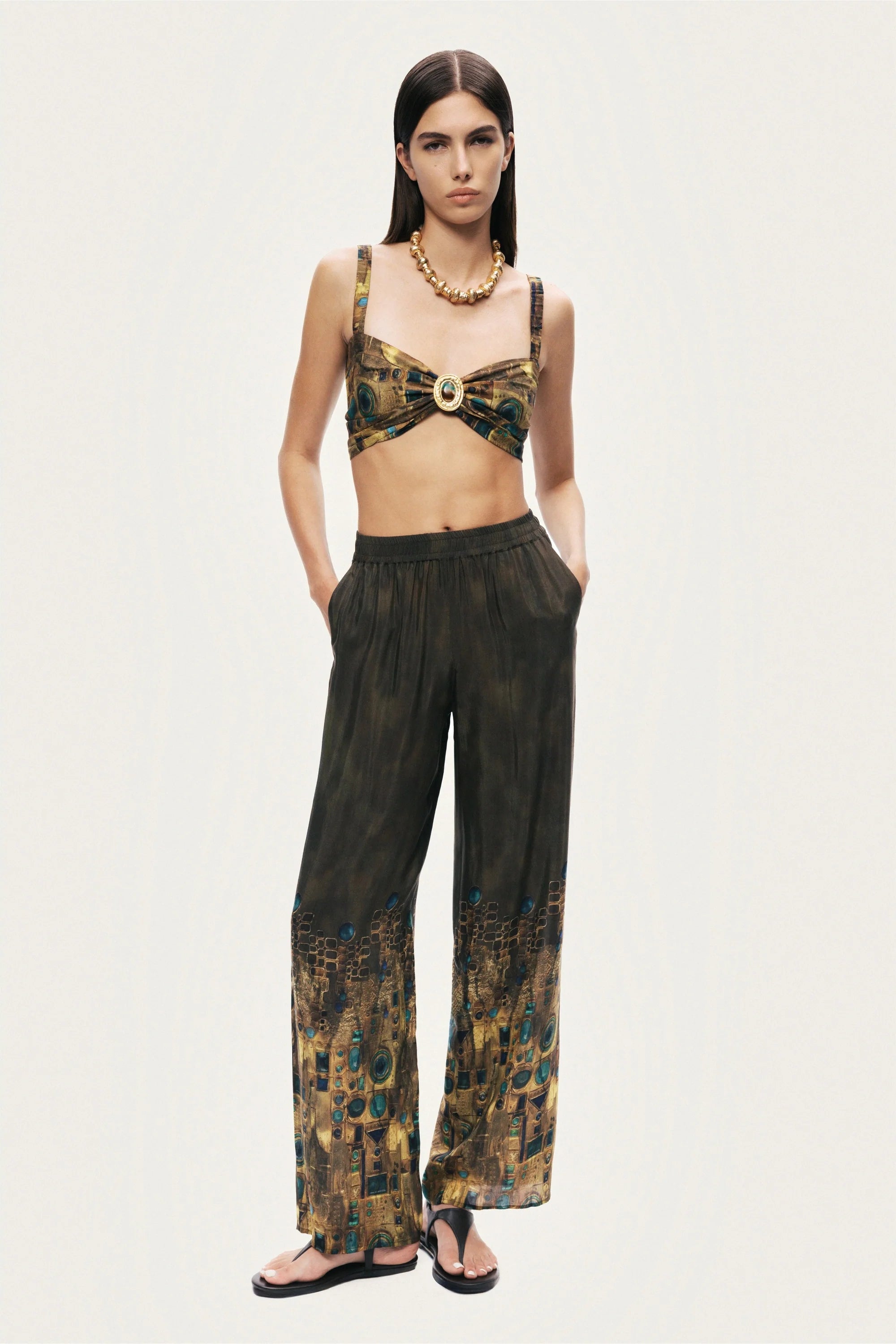 Printed Straight-Leg Pants