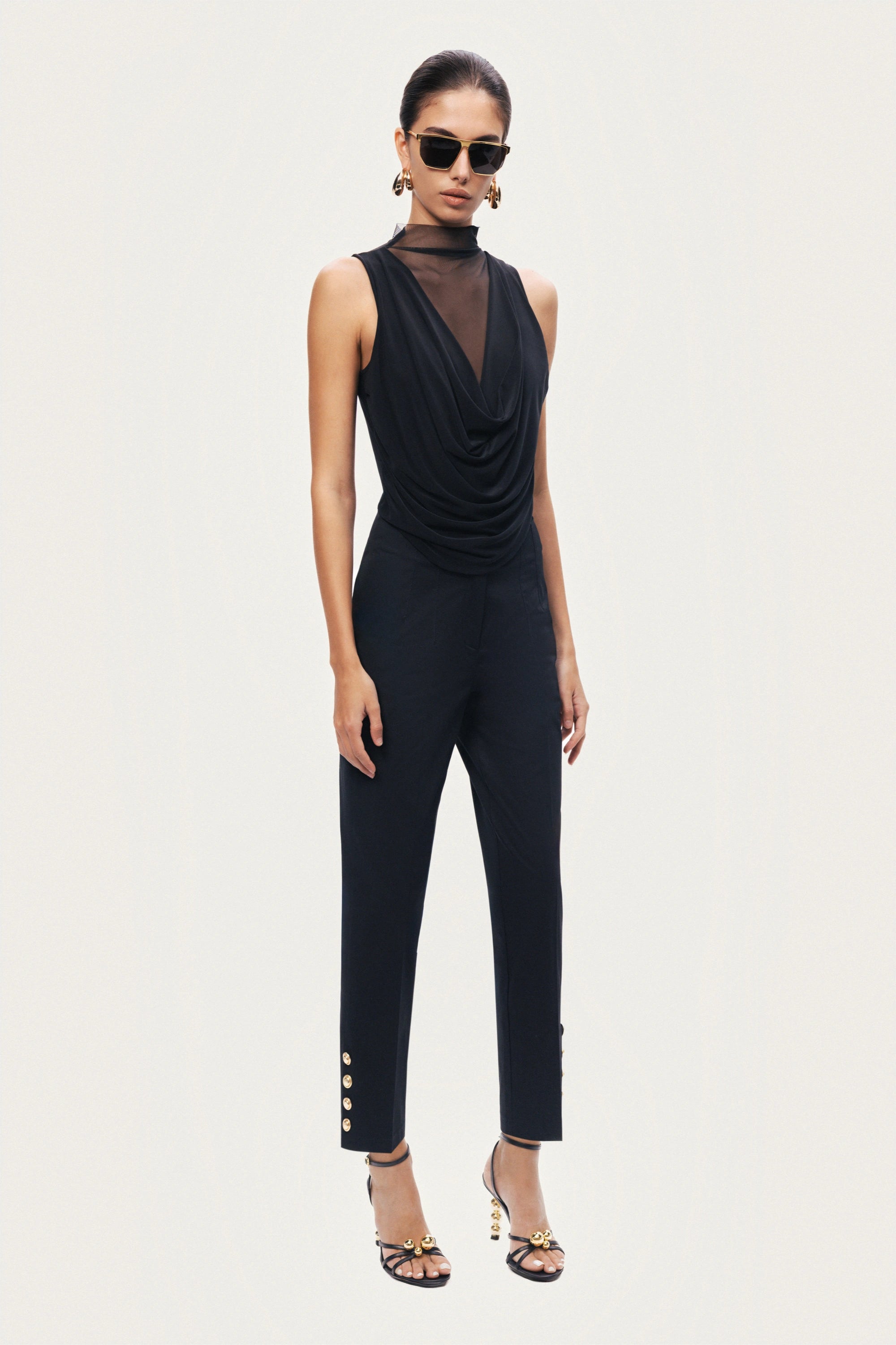 Gold Button Detail Pants