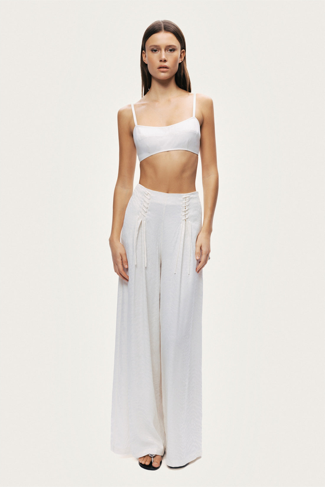 Lace-Up Wide-Leg Pants