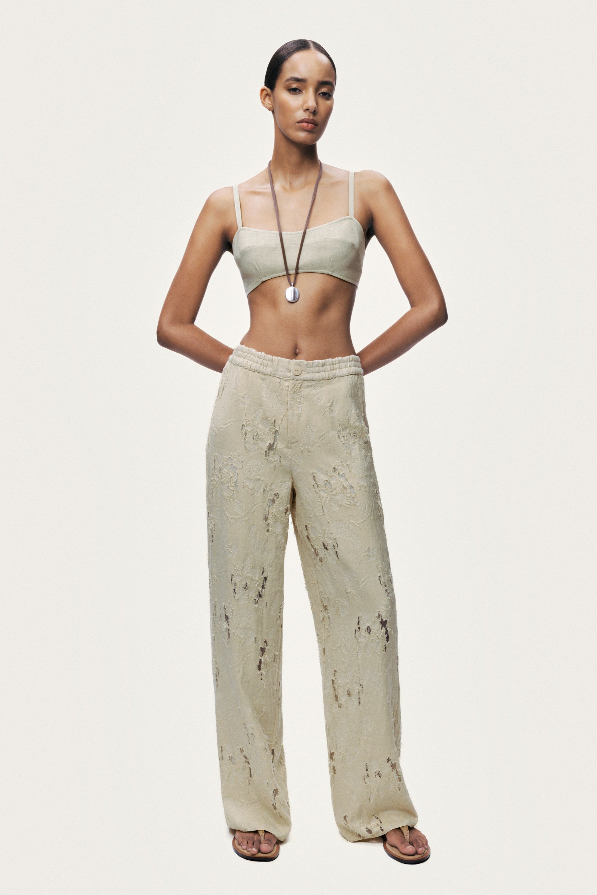 Jacquard Wide-Leg Trousers