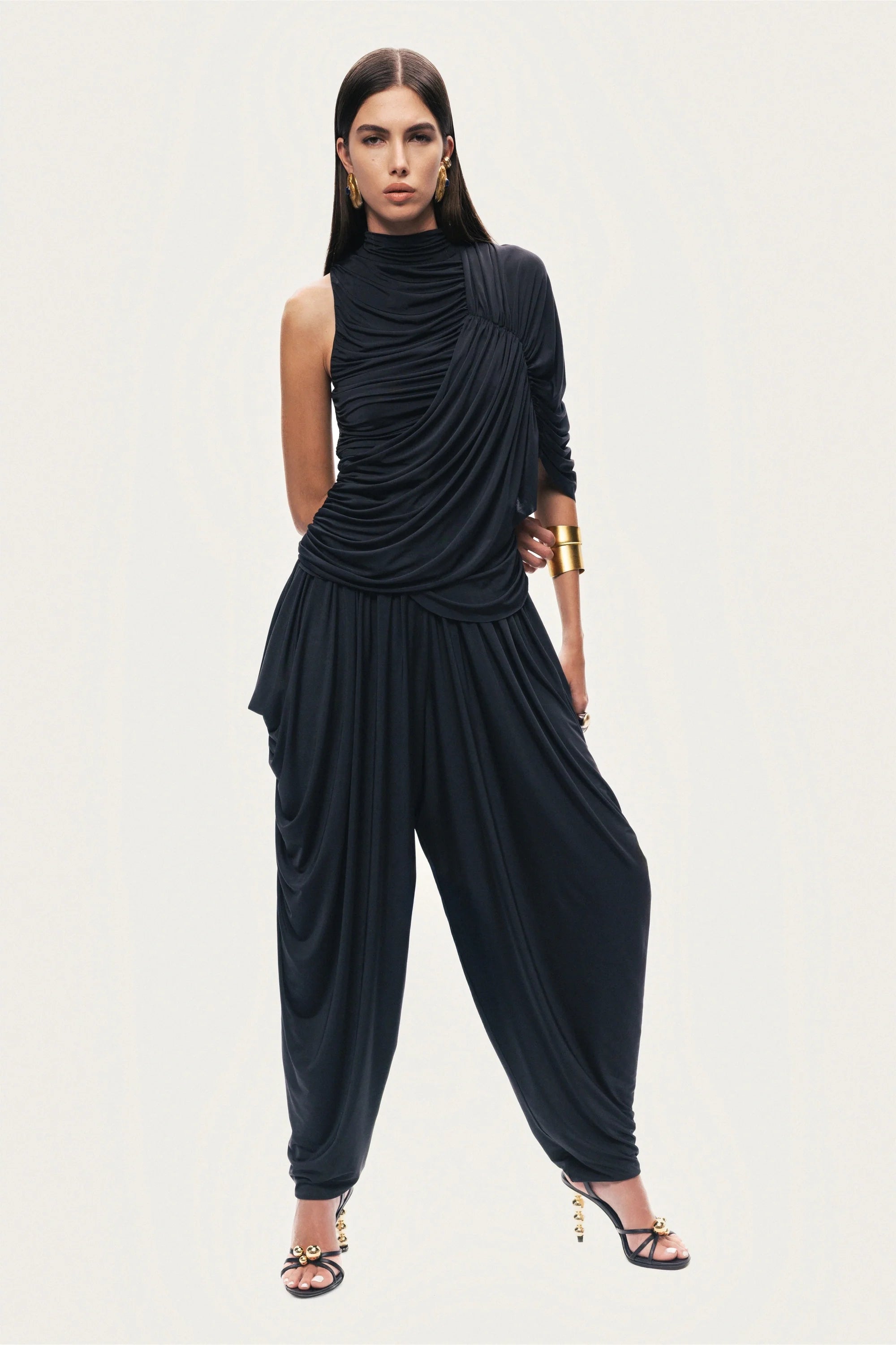 Draped Relaxed-Fit Pants