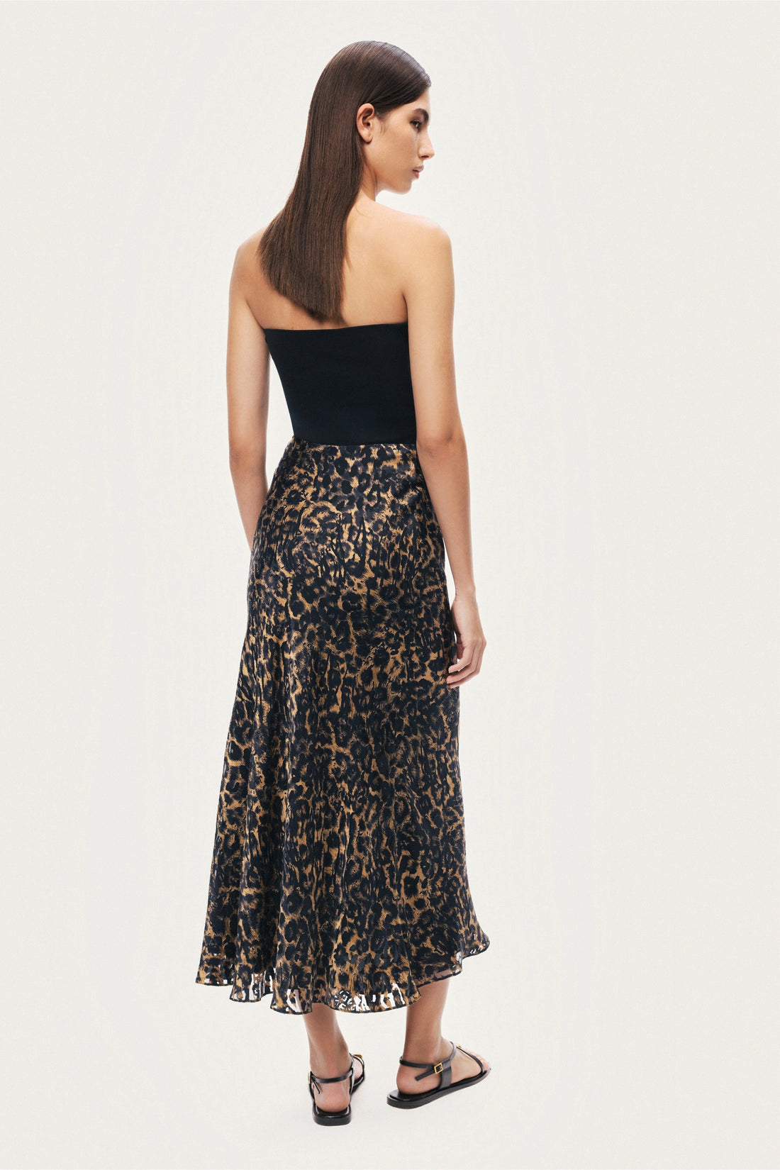 Printed Leopard Midi Skirt