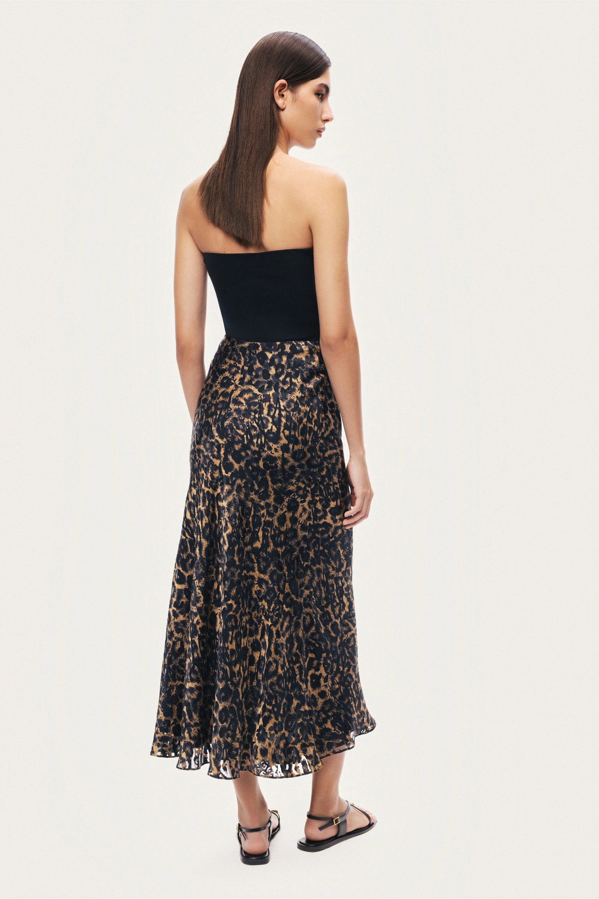 Printed Leopard Midi Skirt