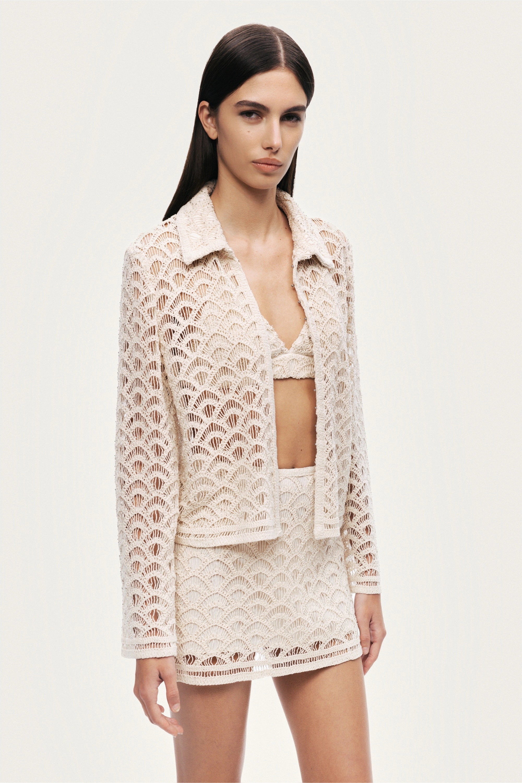 High-Waisted Lace Mini Skirt