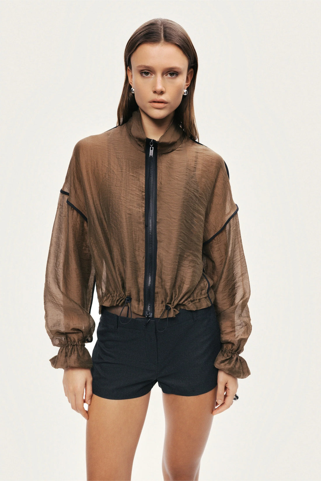 Sheer Zip-Front Jacket