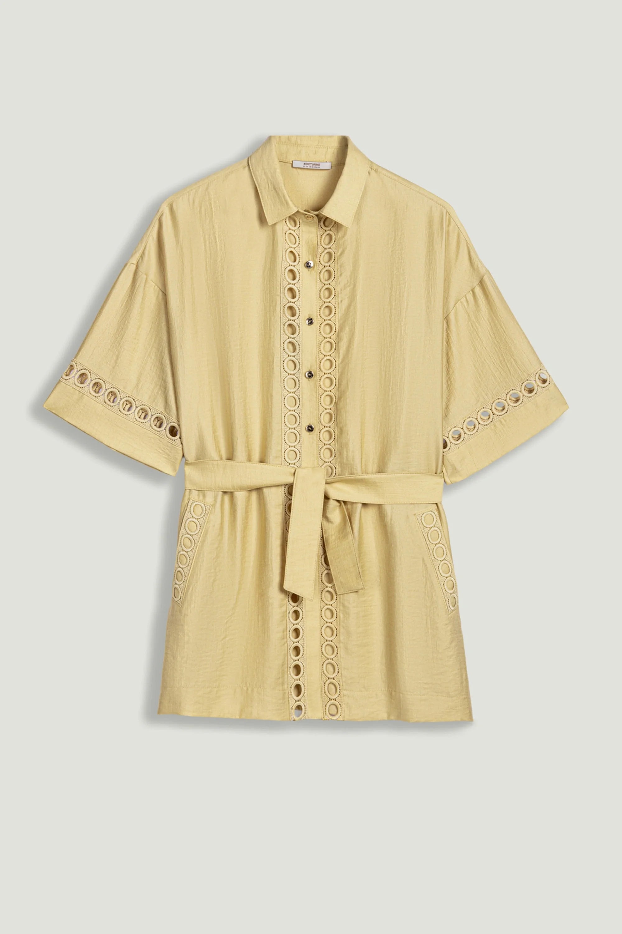 Belted Eyelet Detail Short-Sleeve Jacket