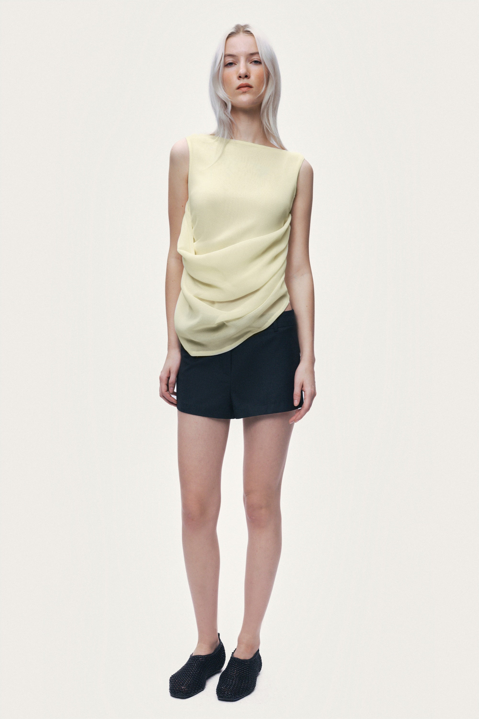 Draped Sleeveless Blouse