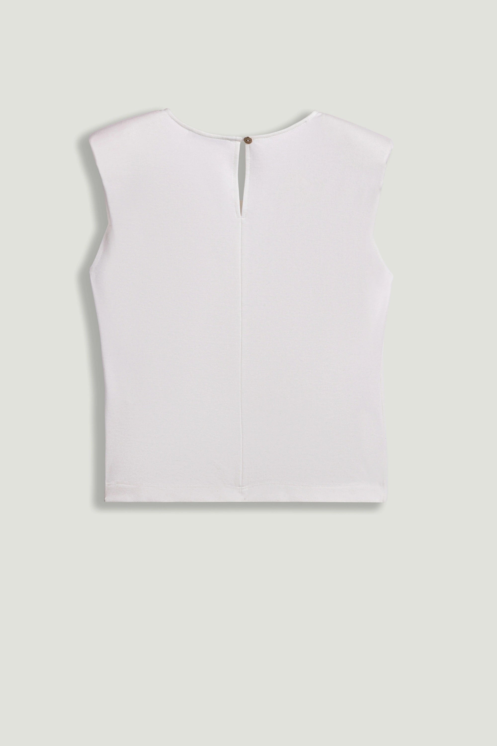 Sleeveless Buckle-Detail Blouse
