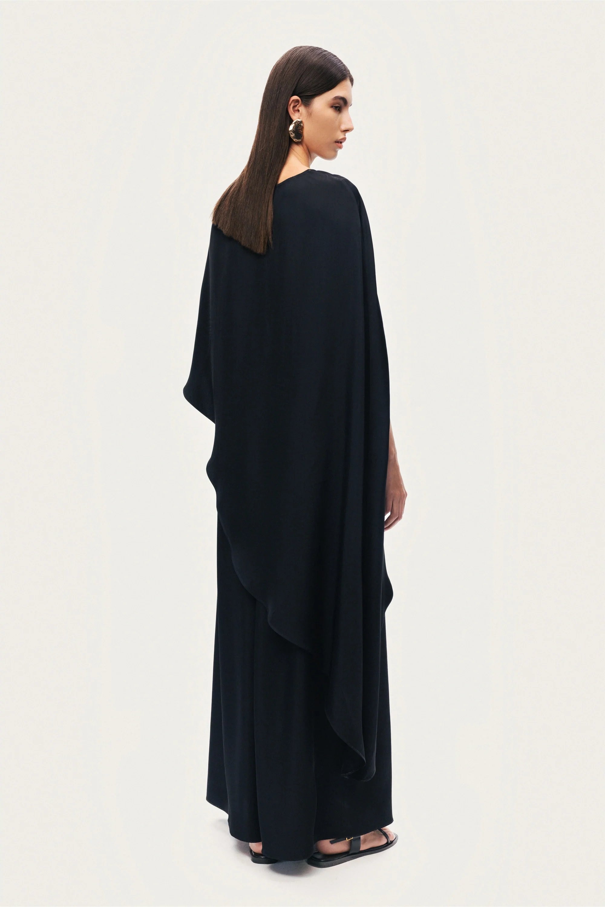 Black Draped Cape Blouse