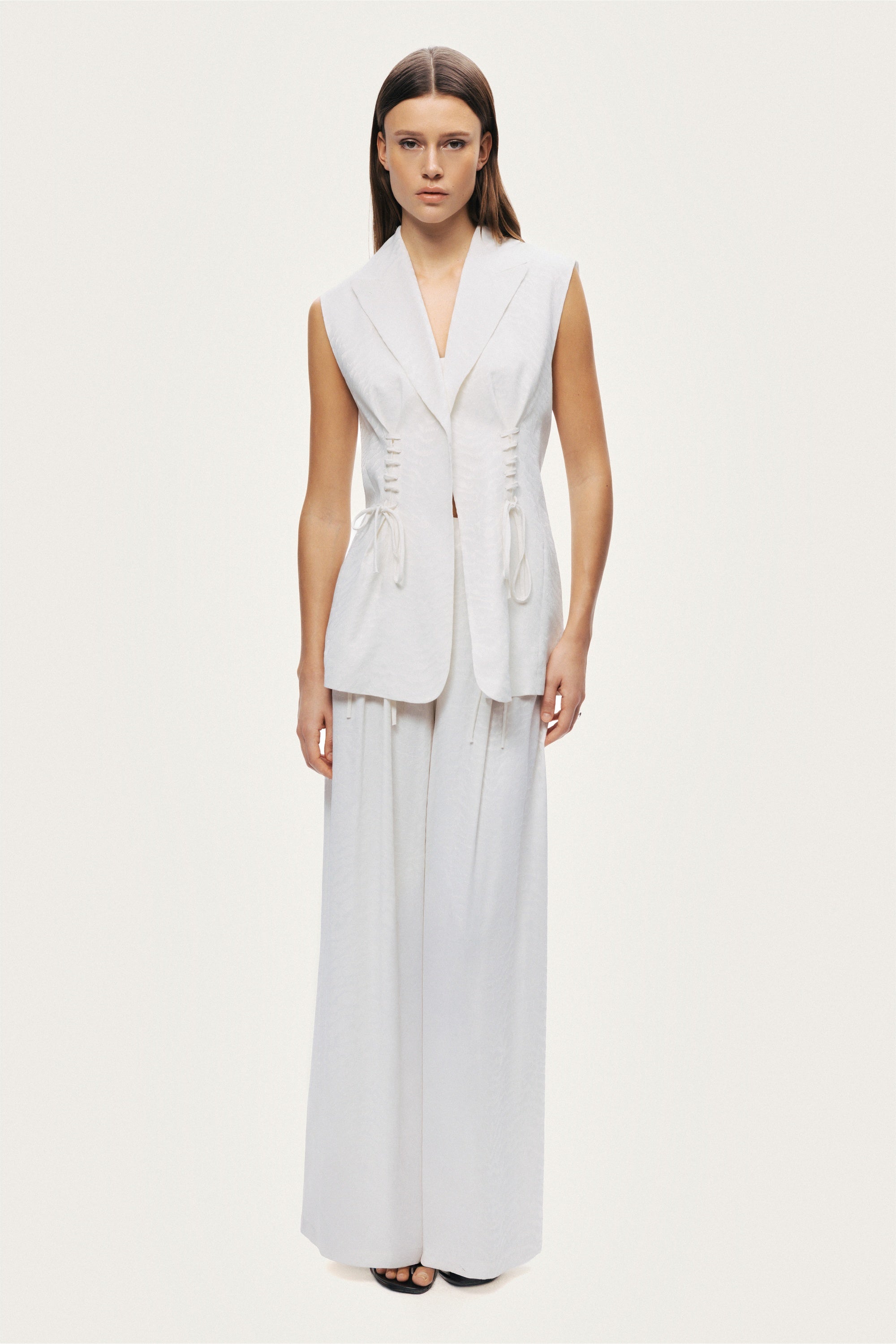 Lace-Up Waist Tailored Vest