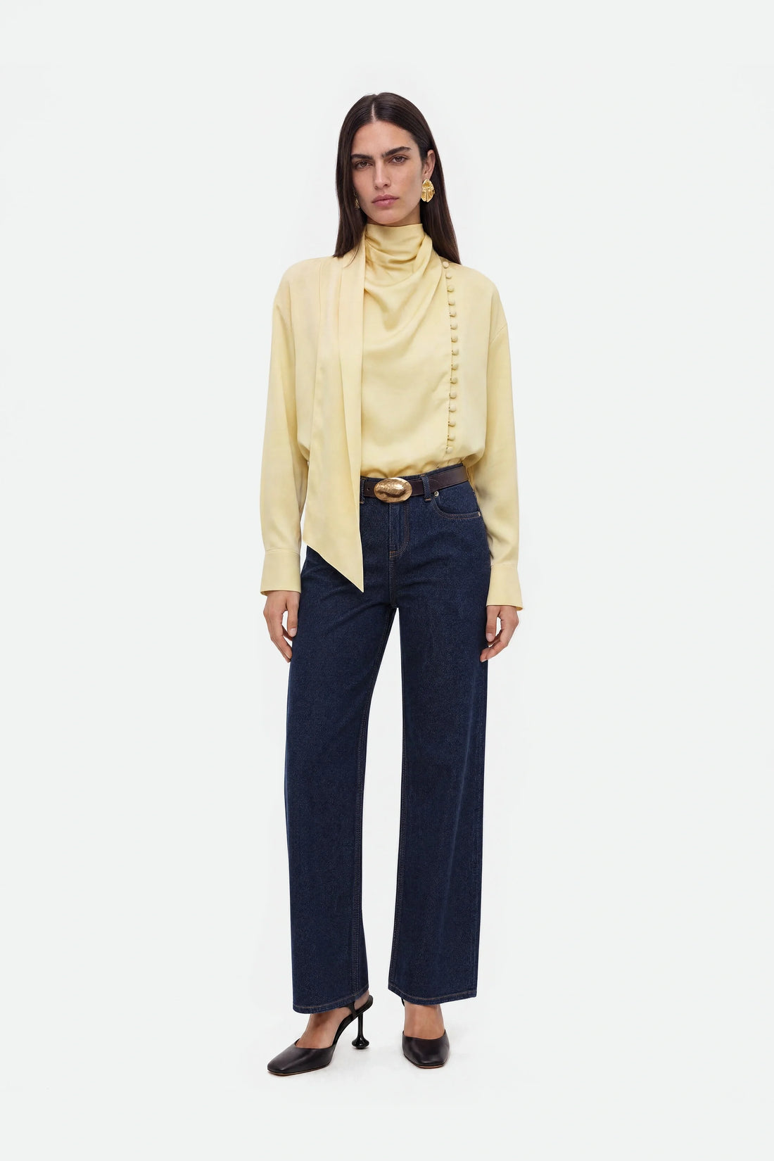 Belt Detail Wide Leg Jeans