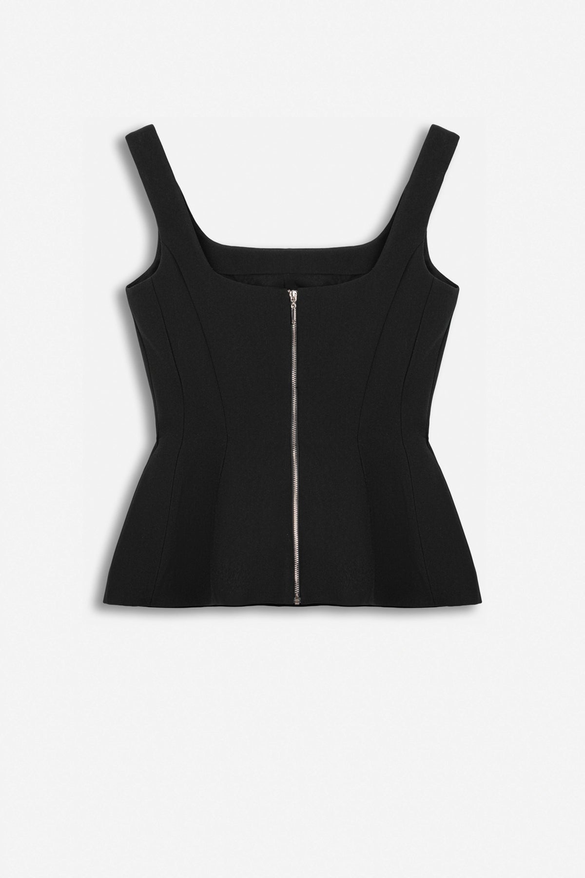 Boned Square-Neck Peplum Bustier Top