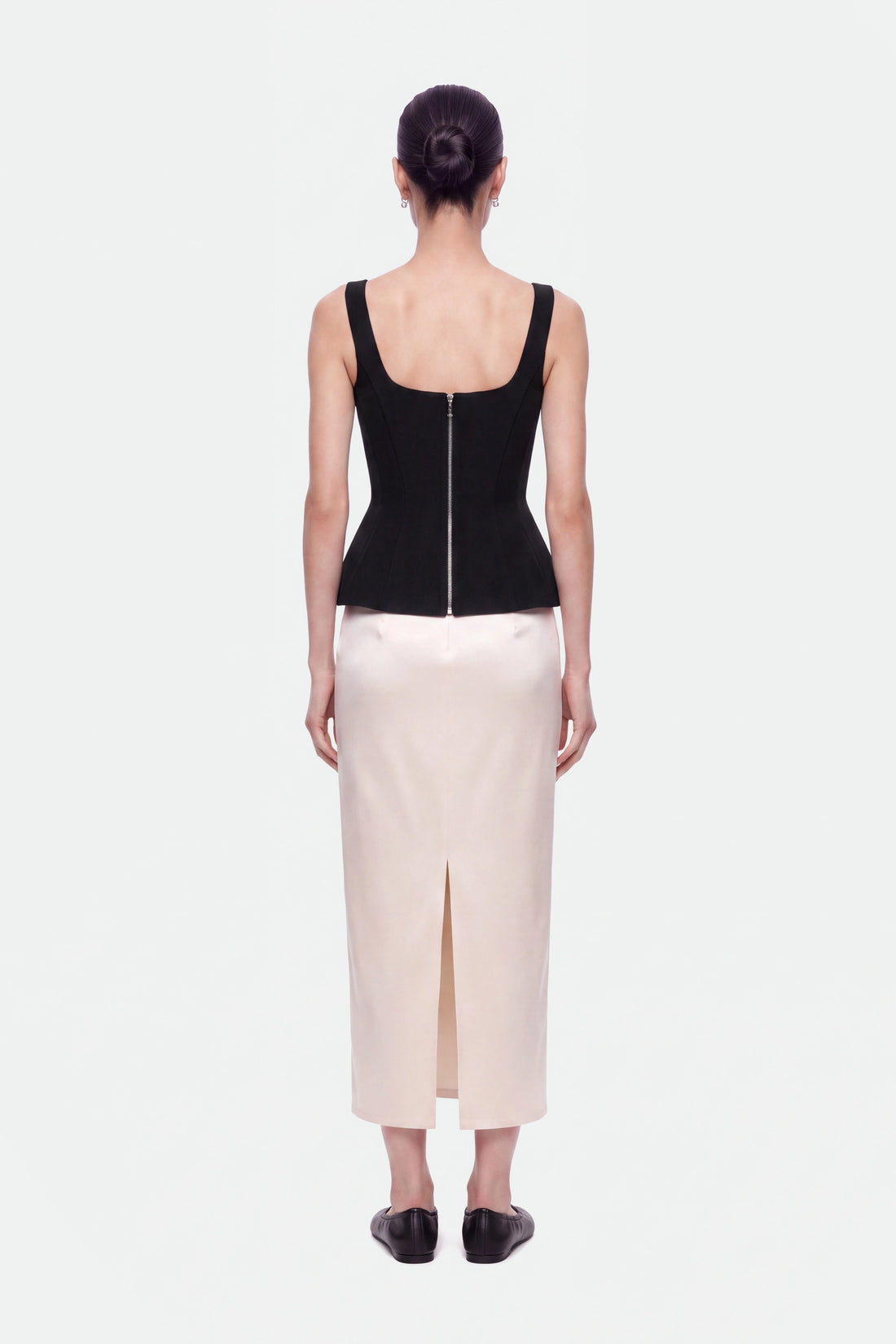 Boned Square-Neck Peplum Bustier Top