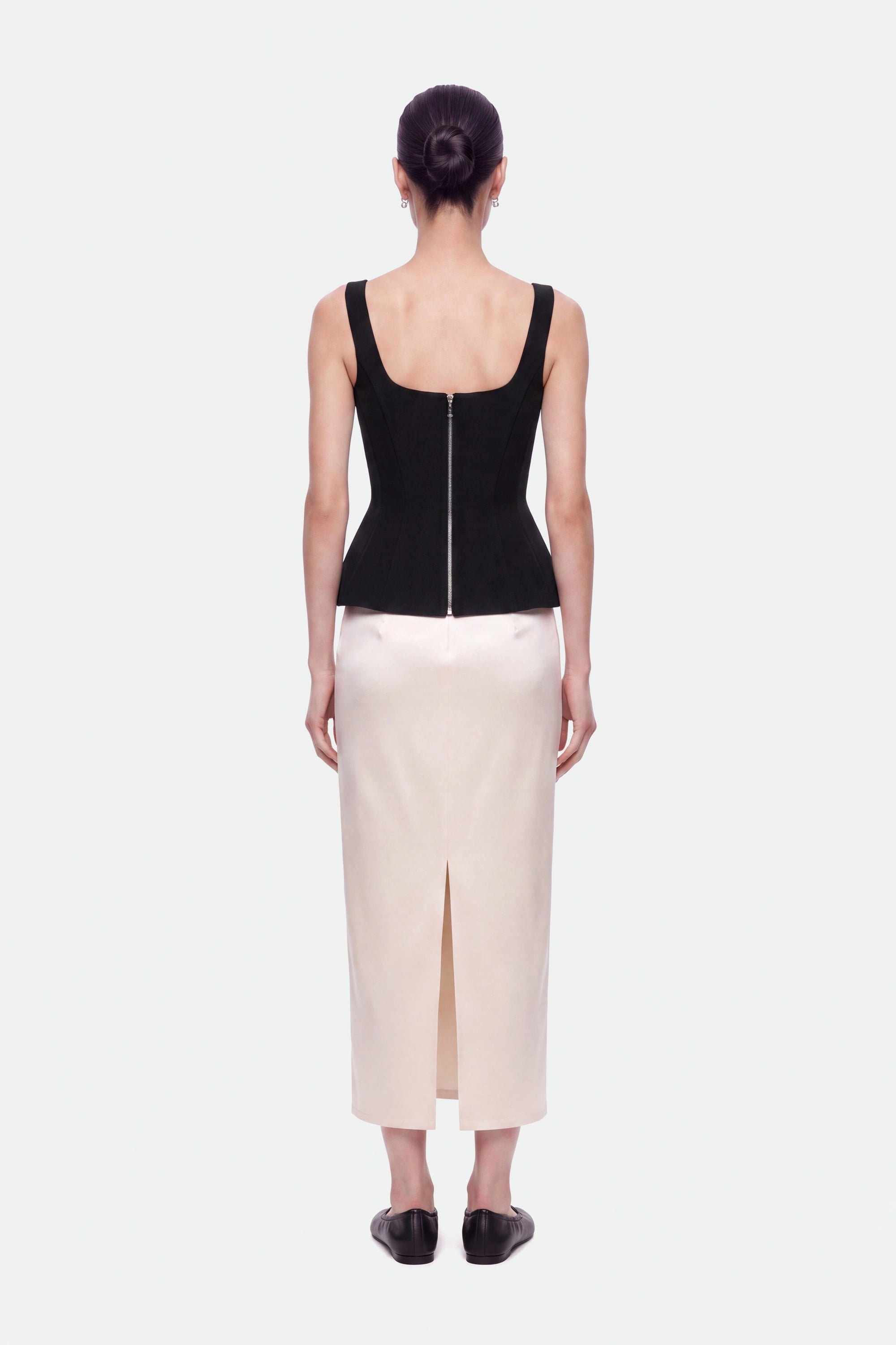 Boned Square-Neck Peplum Bustier Top