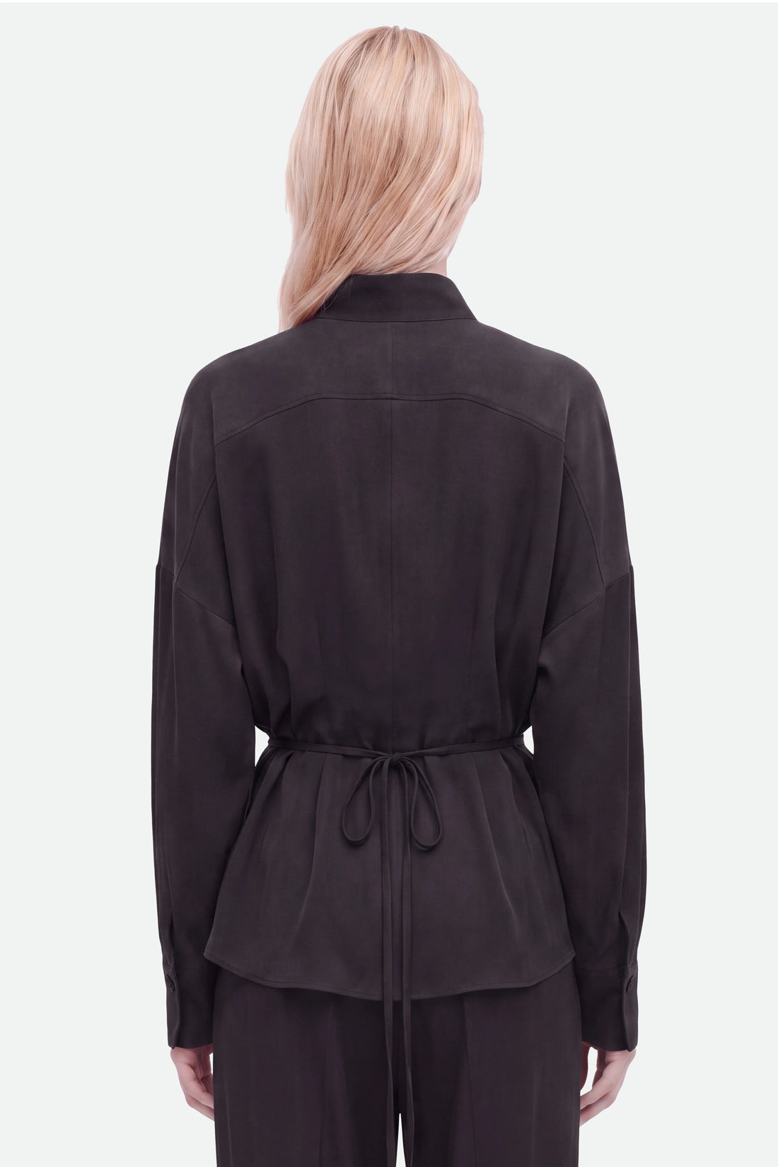 Tie Detail Stand Collar Shirt
