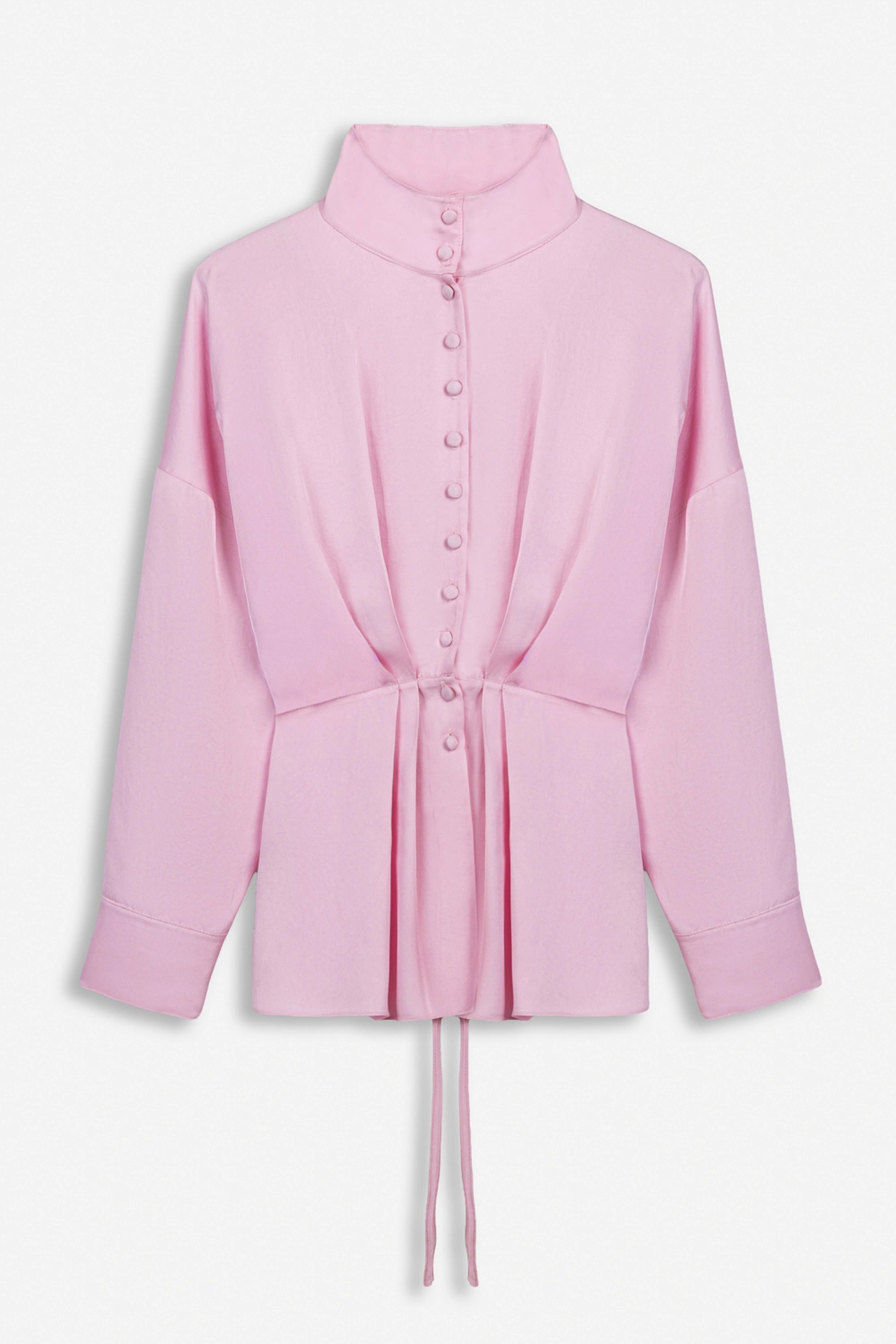 Tie Detail Stand Collar Shirt