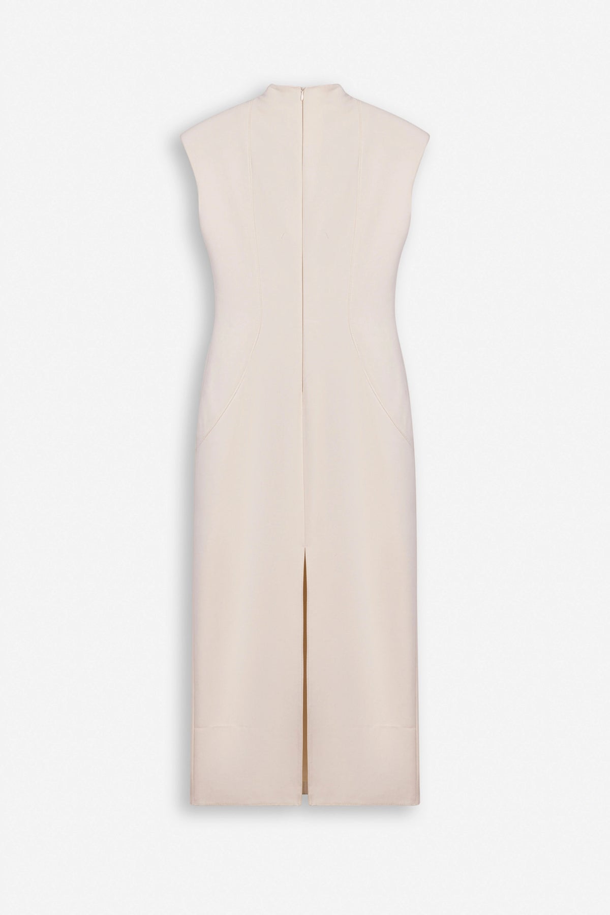Padded-Shoulder Button-Detail Maxi Dress