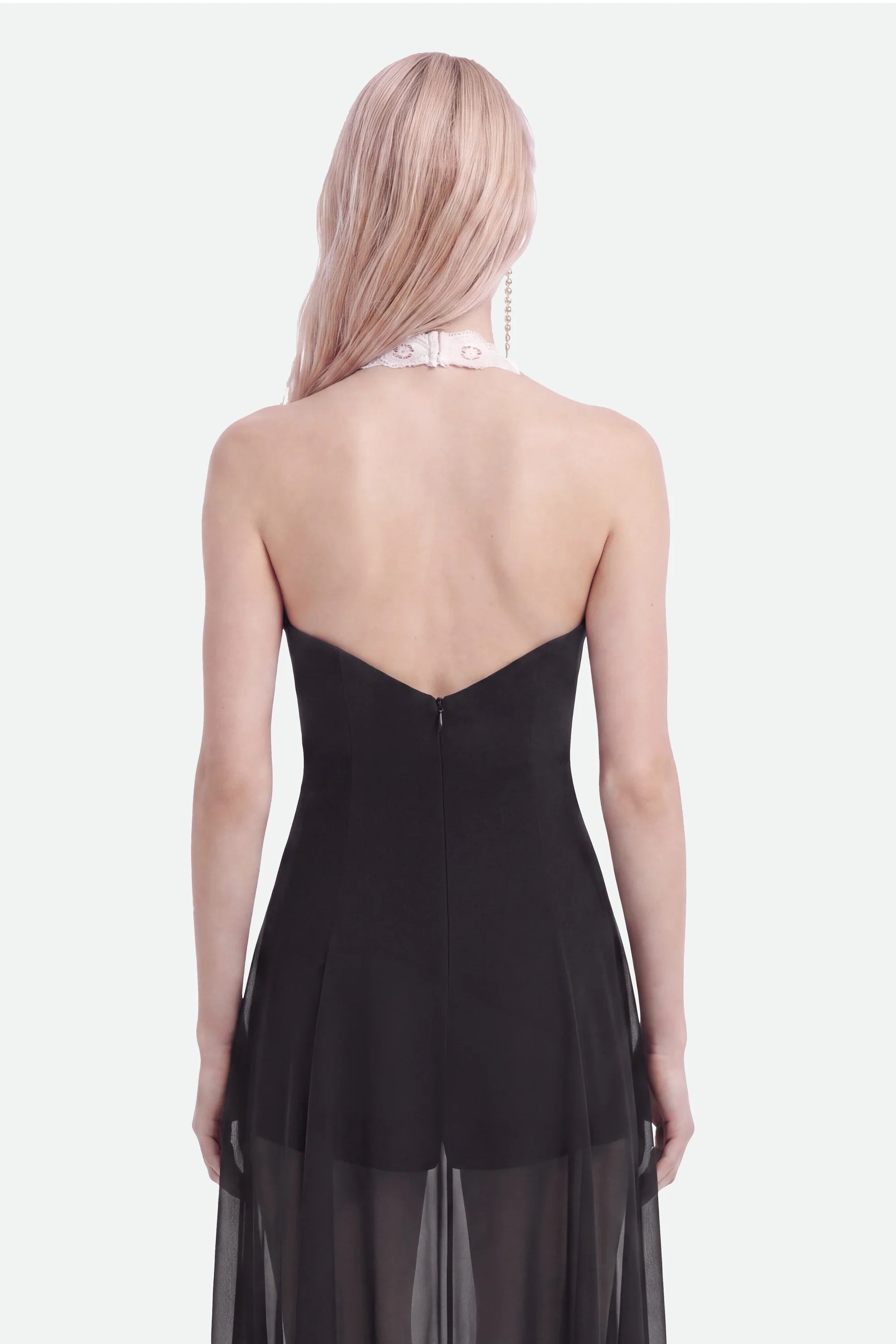 Embroidery Detail Tulle Maxi Dress