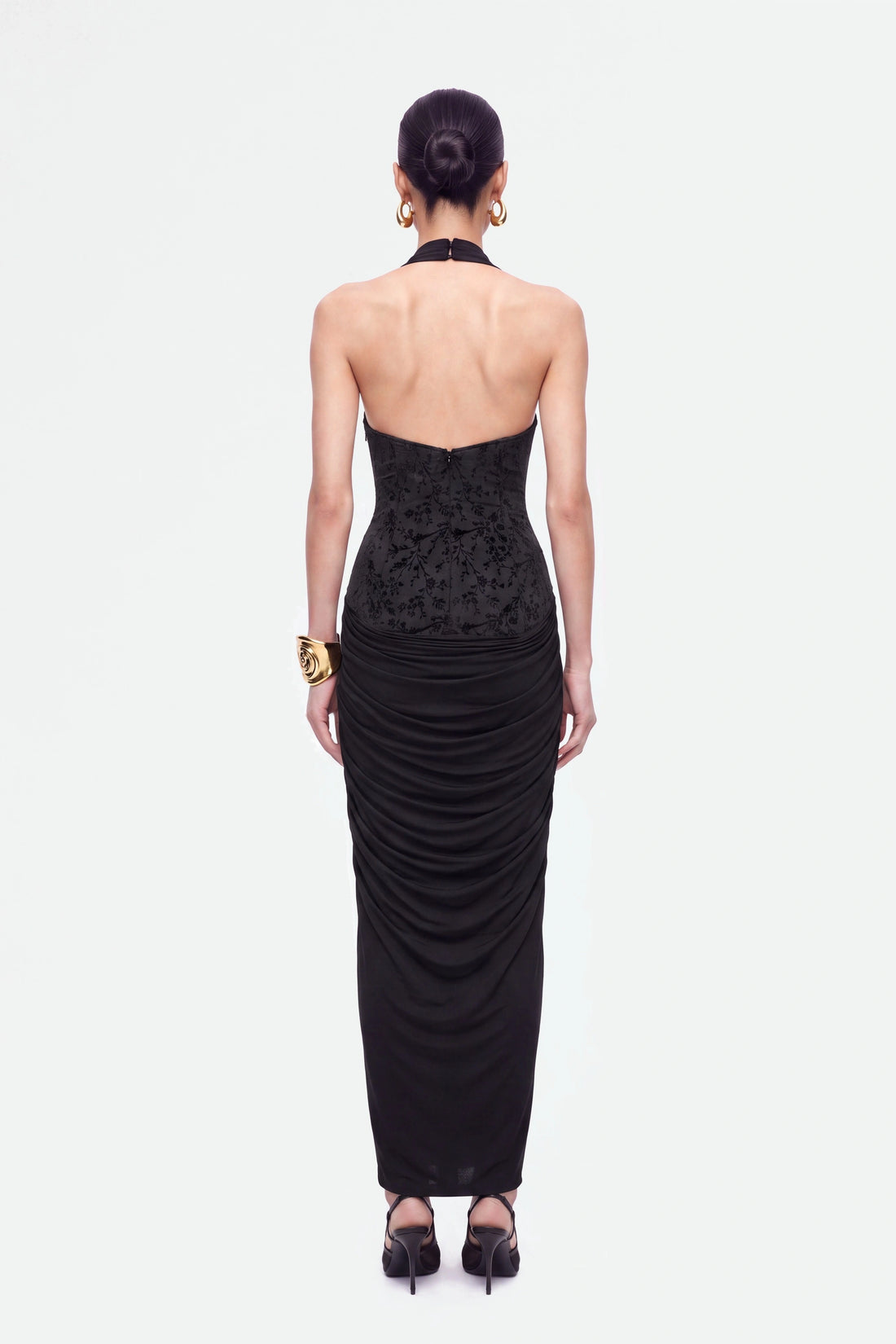Jacquard Halter Neck Maxi Dress