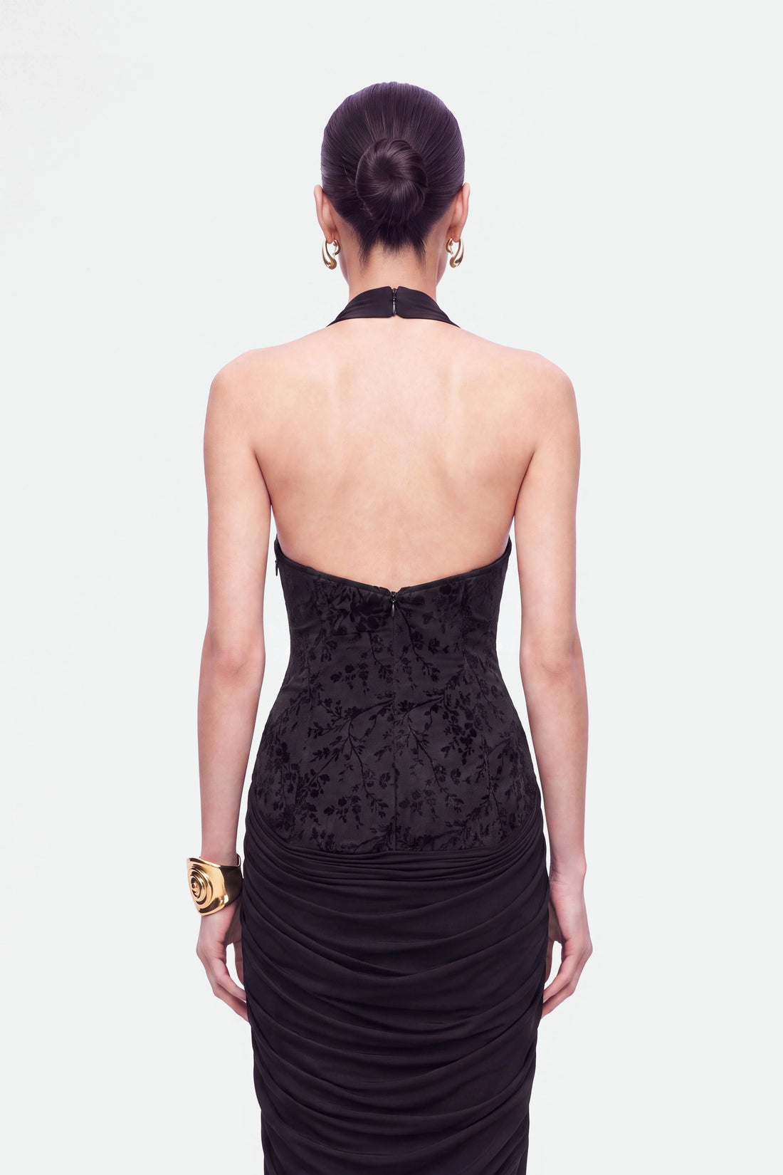 Jacquard Halter Neck Maxi Dress