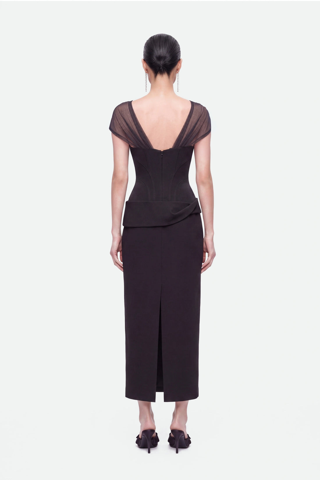 Boned Sweetheart Peplum Midi Dress