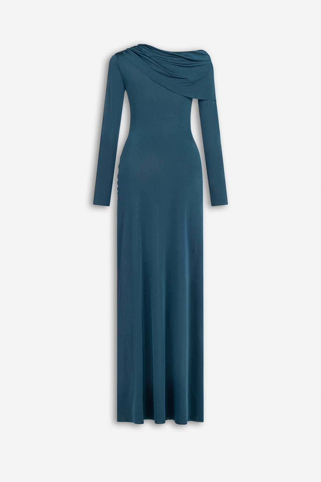 Asymmetric Neck Draped Maxi Dress