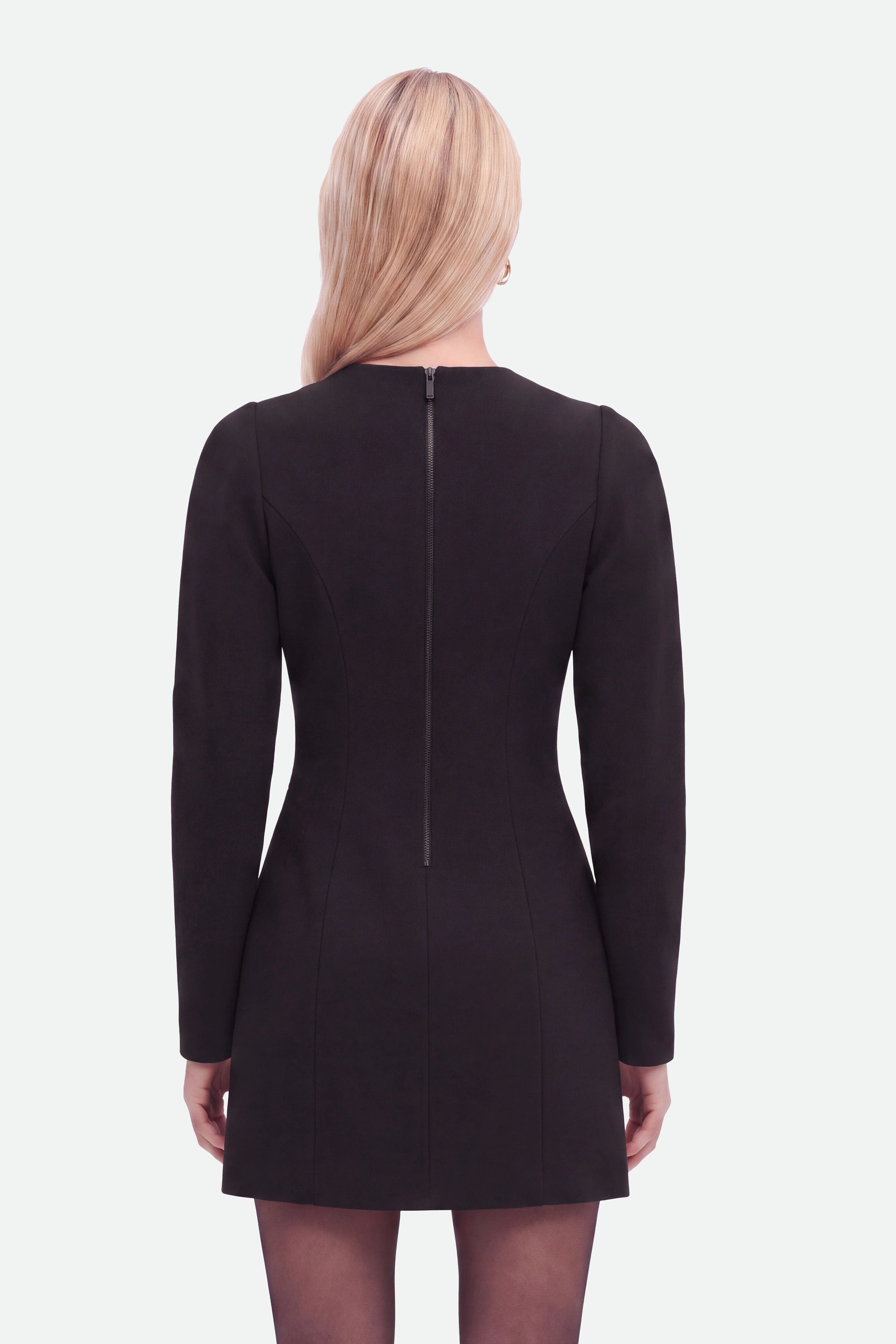 Balloon-Sleeve Structured Mini Dress
