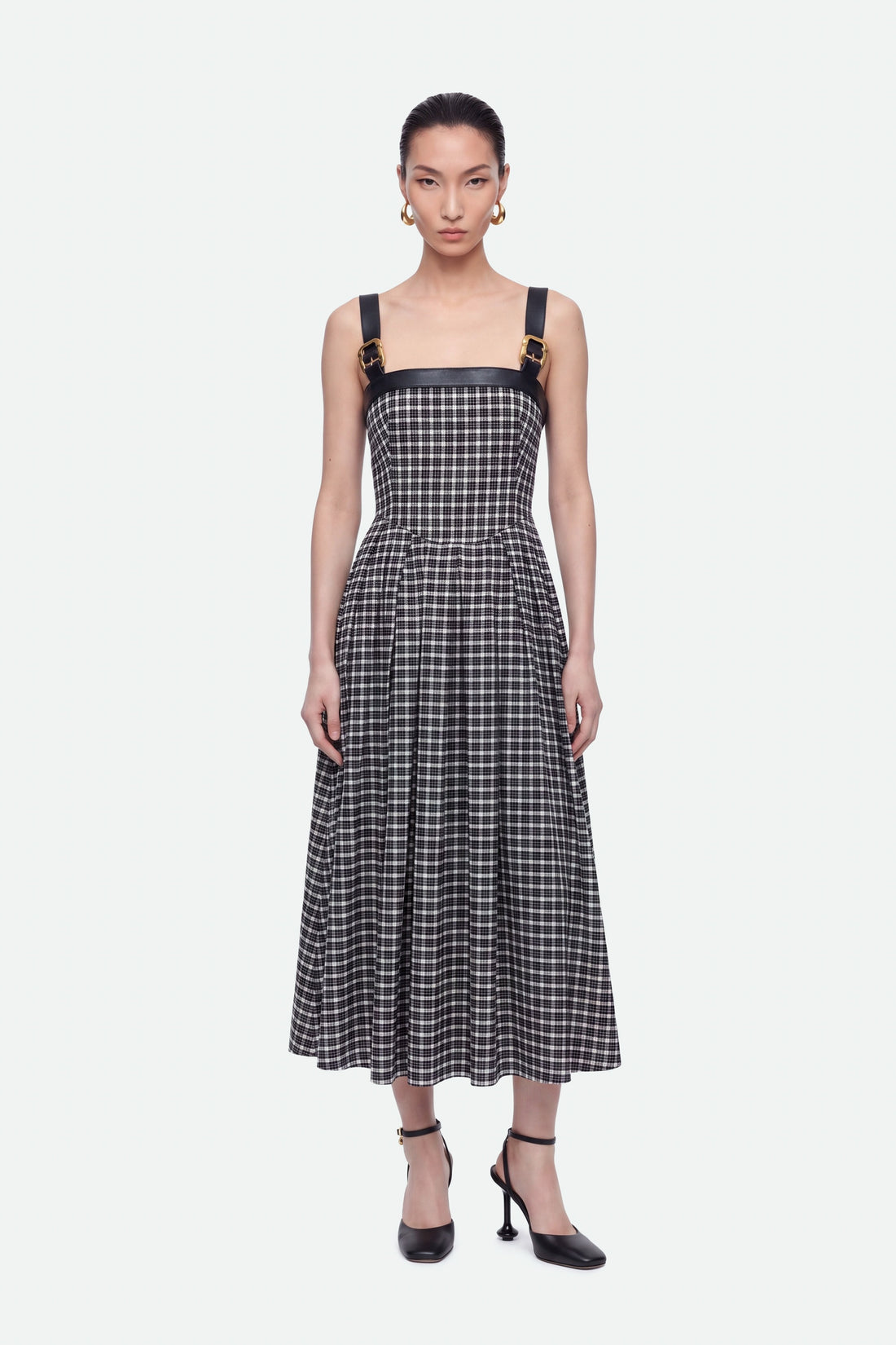 Checked Belted Maxi Dress