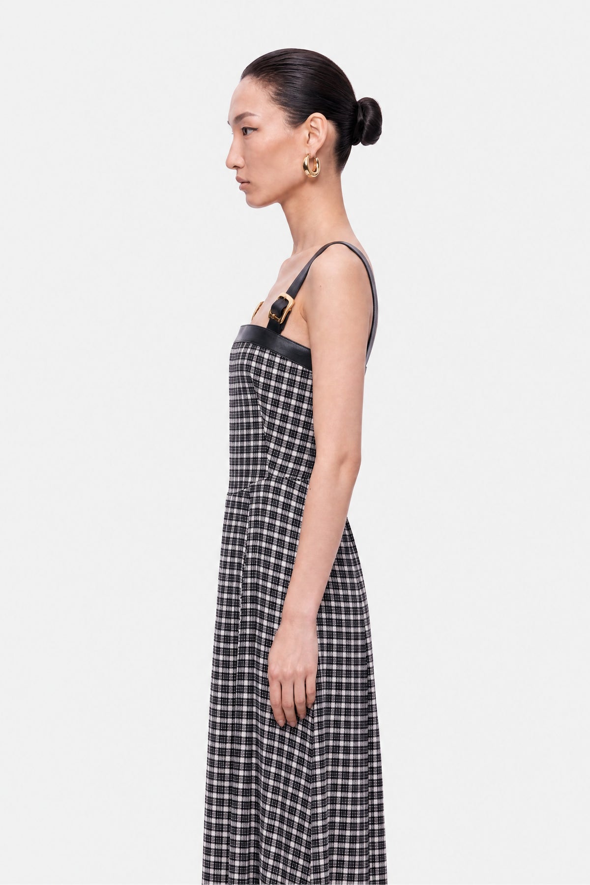 Checked Belted Maxi Dress