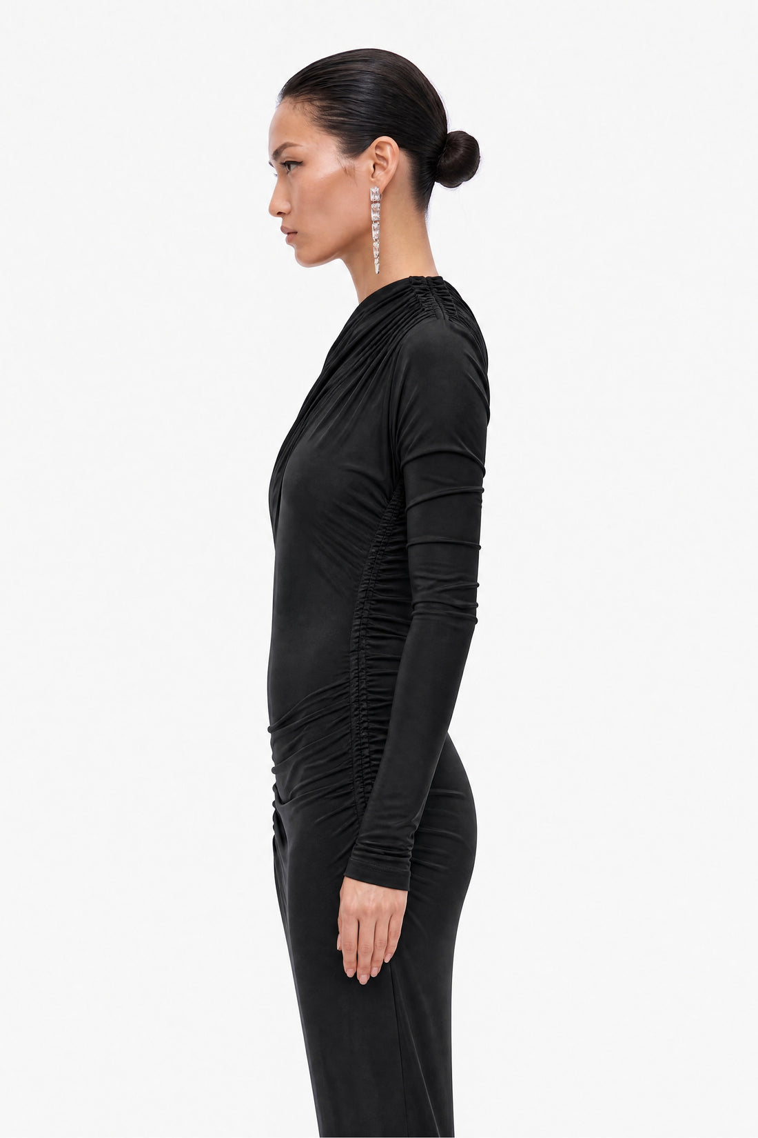 Asymmetric Neck Draped Maxi Dress