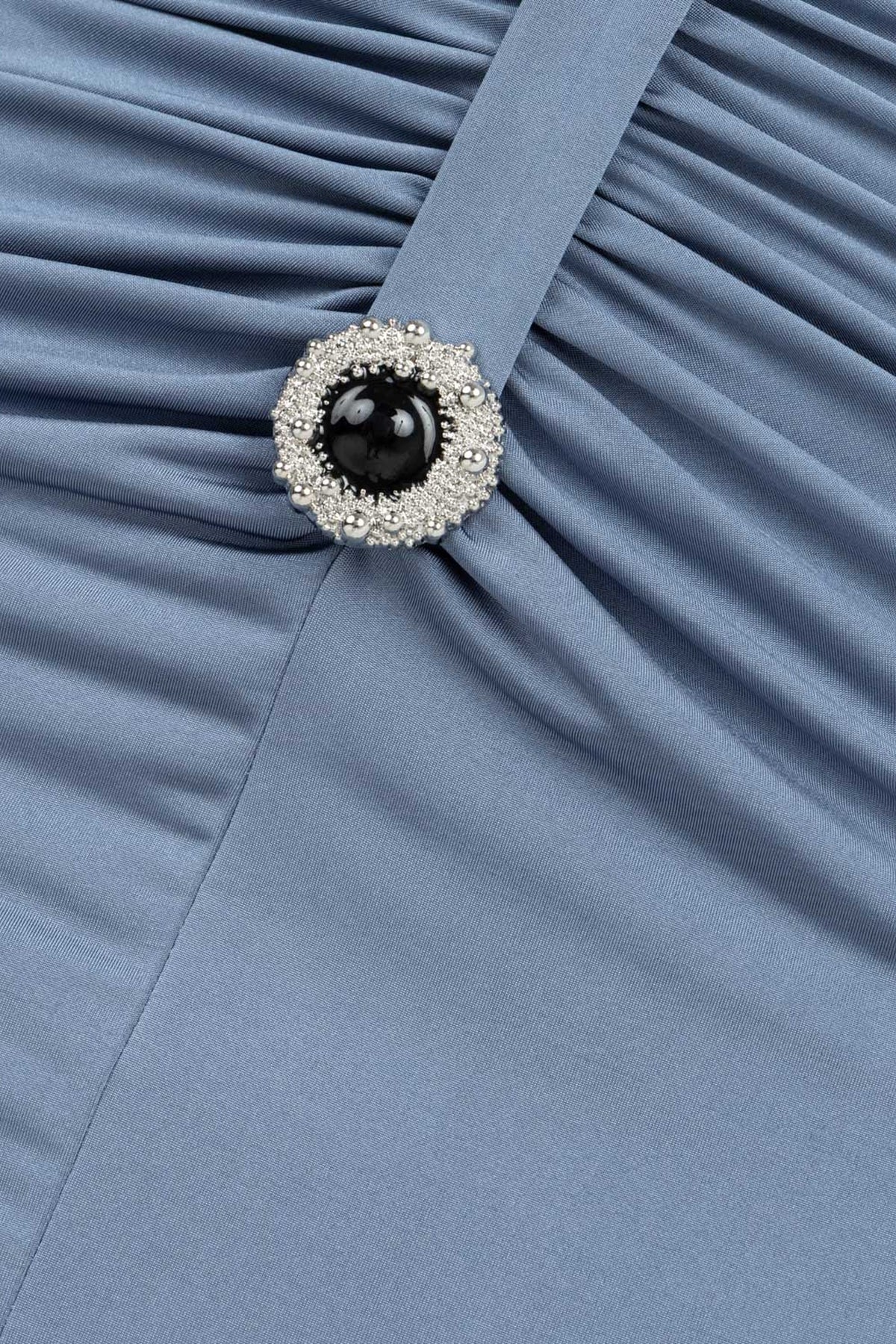 Stone Detail Draped Maxi Dress