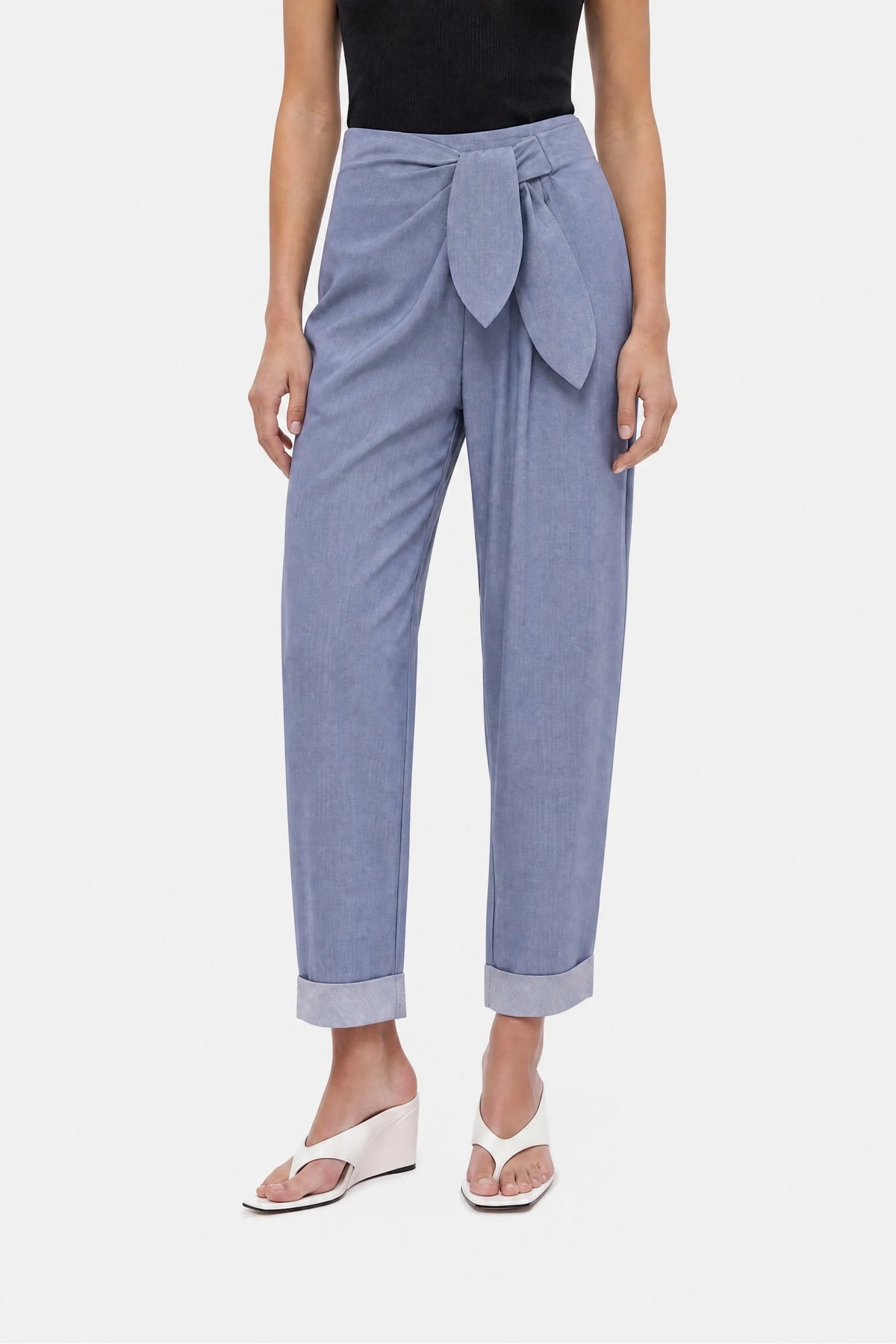 Tie Detail Pleated Trousers